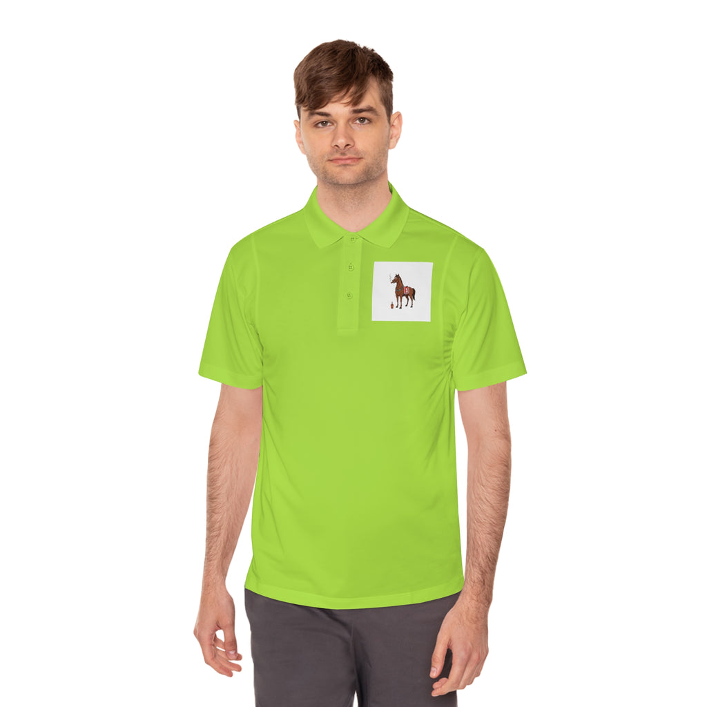 Horse Racing Polo Shirt — Vintage Jockey Saddle & Racing Horse Design