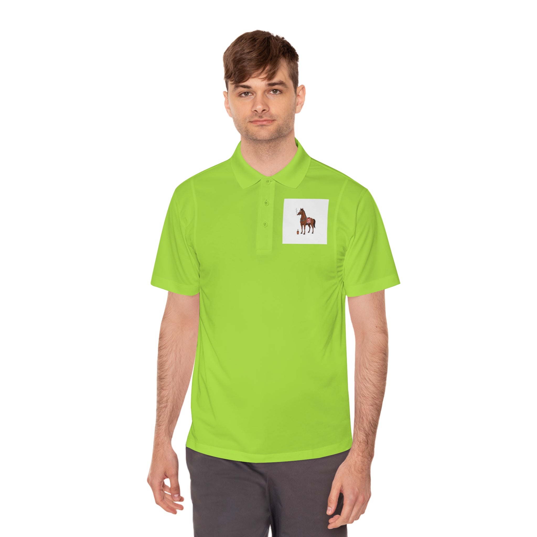 Horse Racing Polo Shirt — Vintage Jockey Saddle & Racing Horse Design