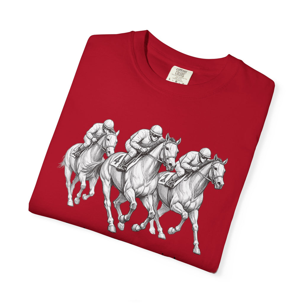Horse Racing T-Shirt — "Racing CLEARS my mind faster than therapy" Graphic Tee
