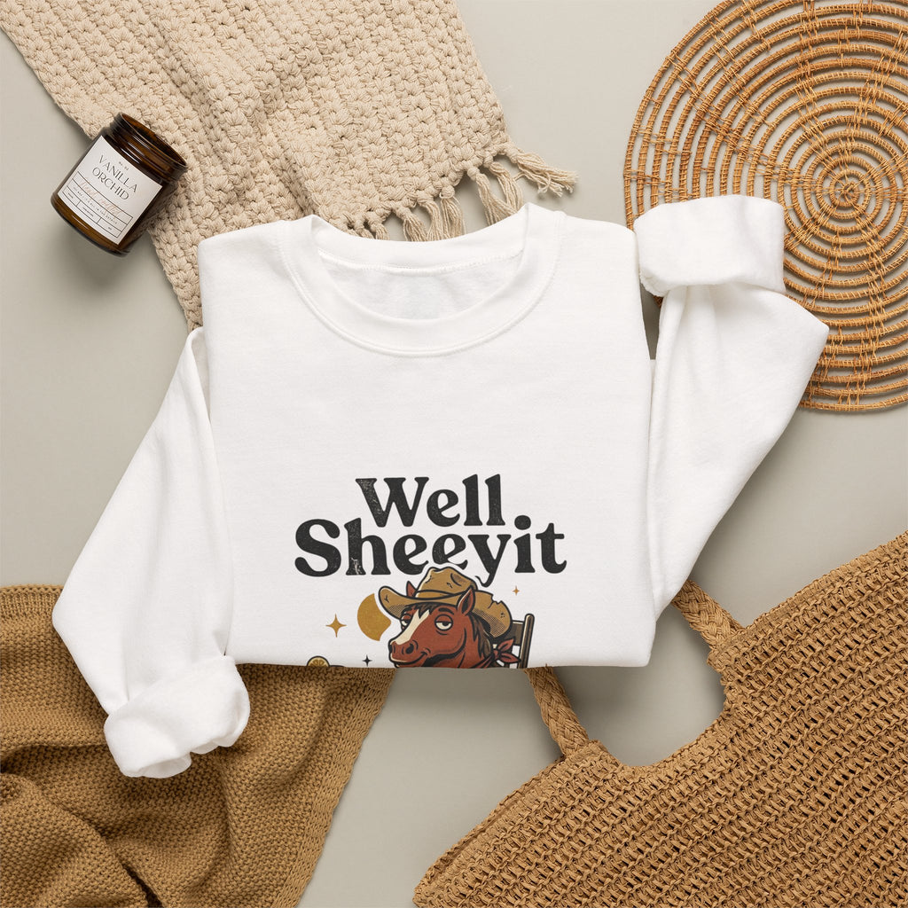 Well Sheeyit Horse Crewneck Sweatshirt | Vintage Southern, Rustic Western Humor