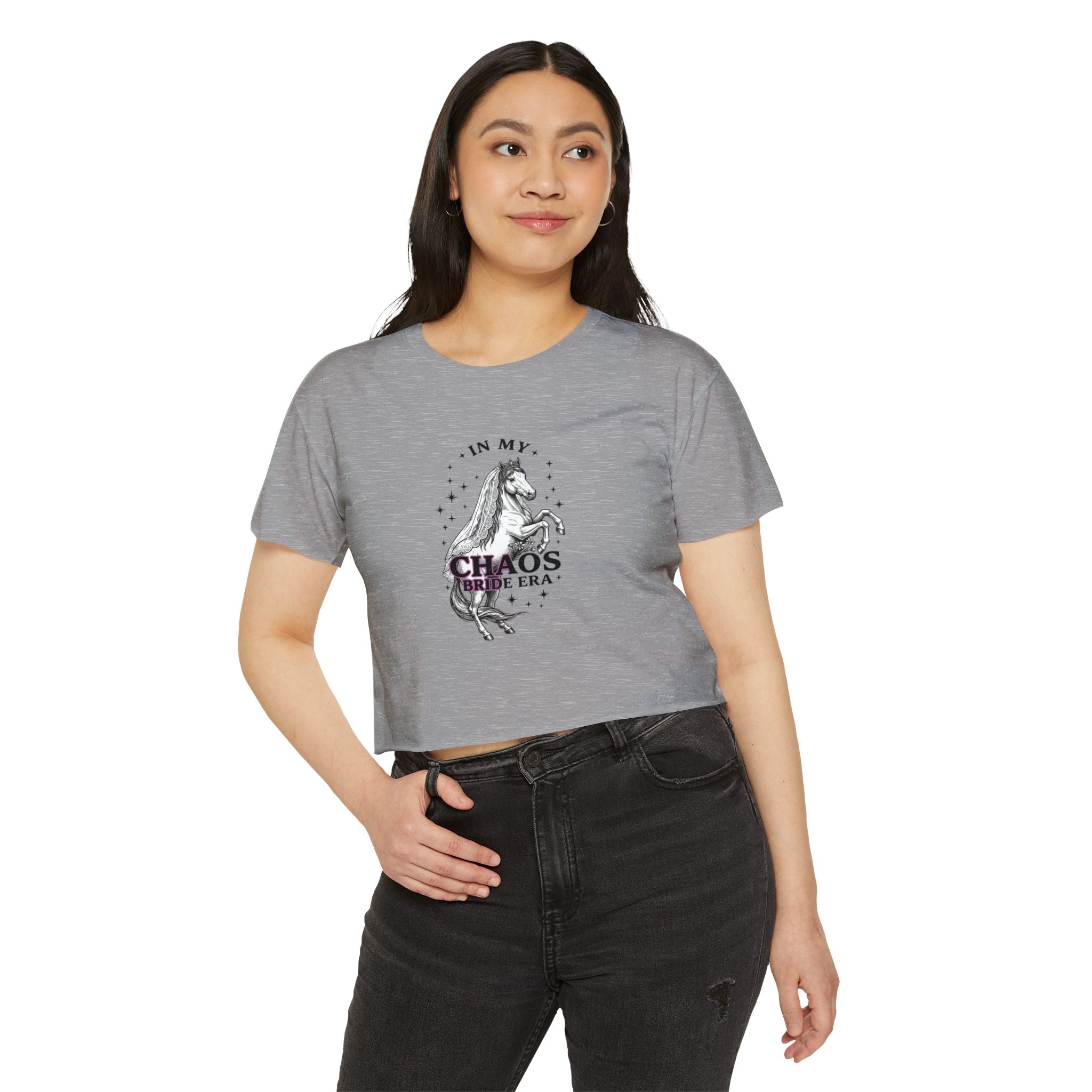 Festival Crop Top — “In My Chaos Era” Prancing Unicorn Graphic
