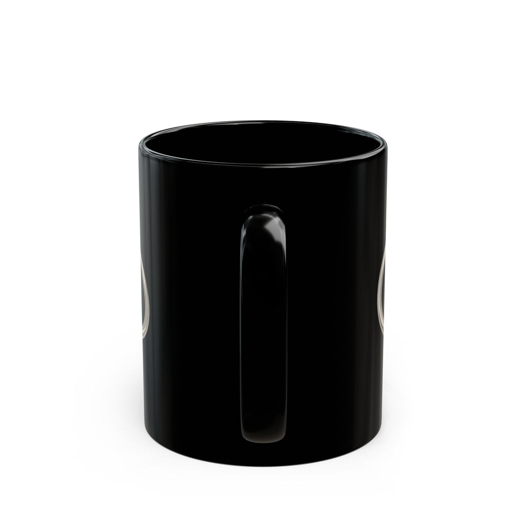 Equestrian Bit Black Coffee Mug — Silver Horse Bit Design