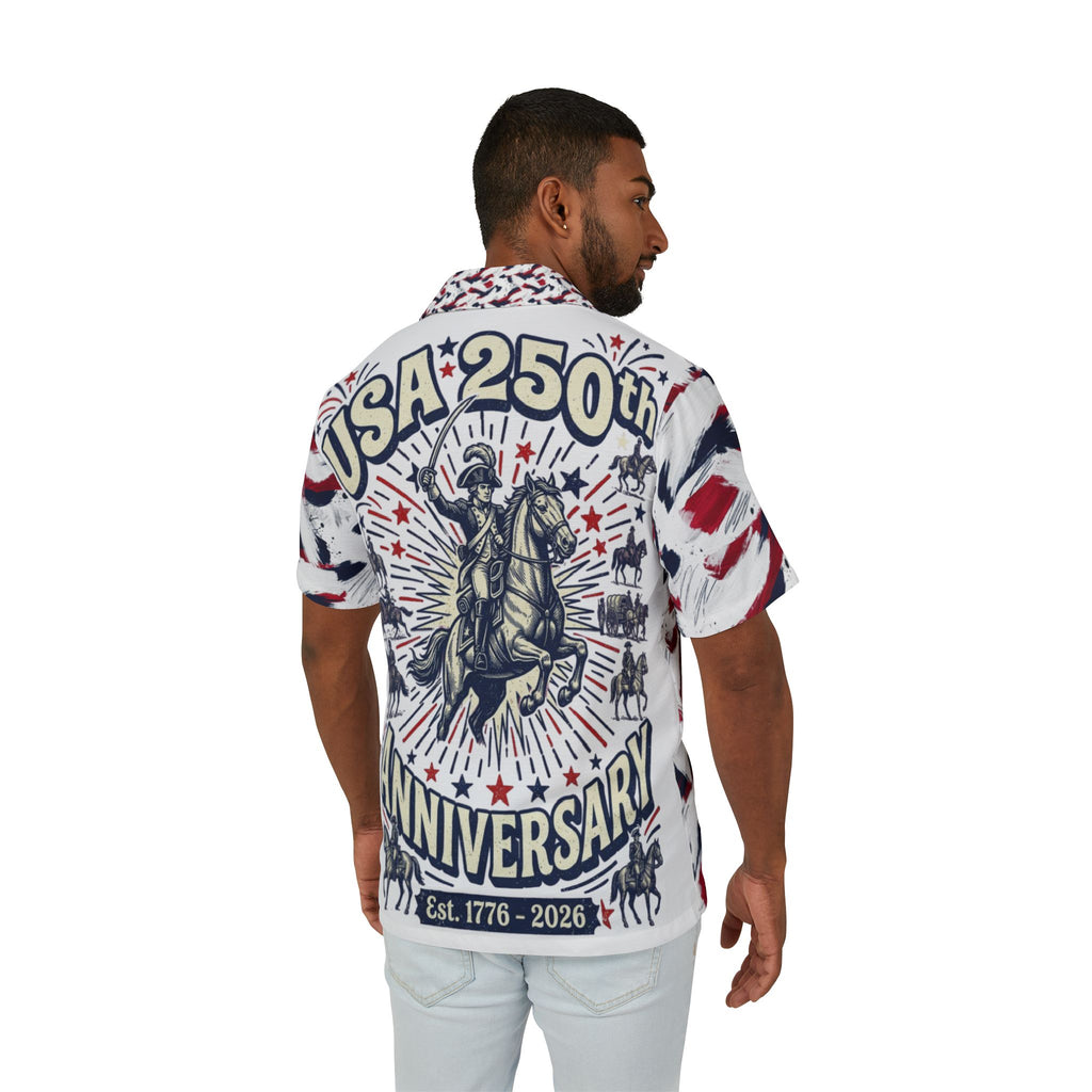 USA 250th Anniversary Button Down Shirt — Patriotic Men’s Camp Shirt (Est. 1776–2026)