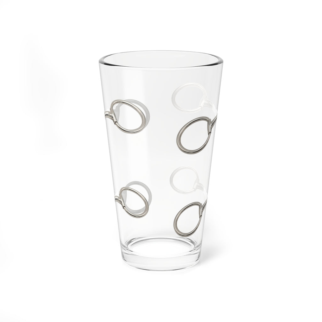 Silver Horsebit 16oz Mixing Glass — Elegant Cocktail Stirring Glass