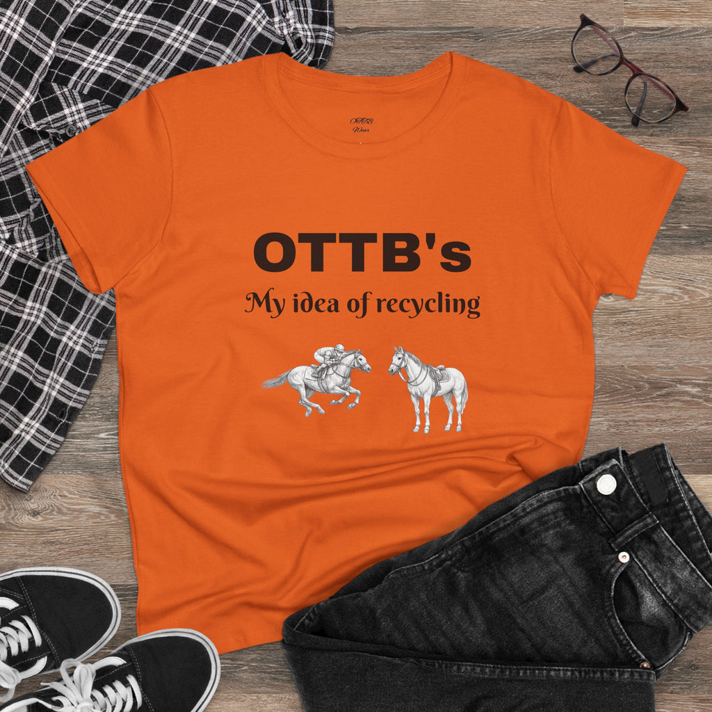 OTTB's Horse T-Shirt - "My idea of recycling" Funny Off-Track Thoroughbred Tee for Equestrians