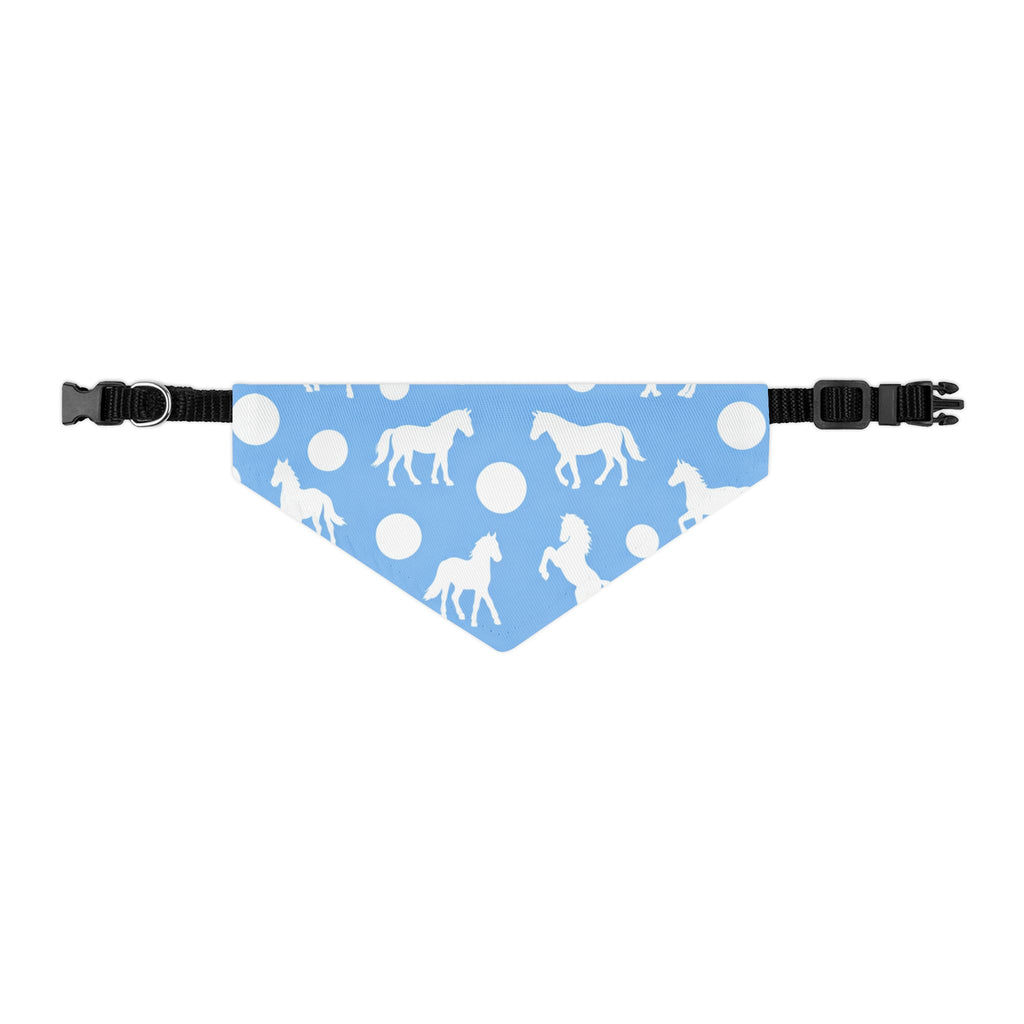 Baby Blue Horse Print Pet Bandana Collar — Cute Equestrian Dog Scarf