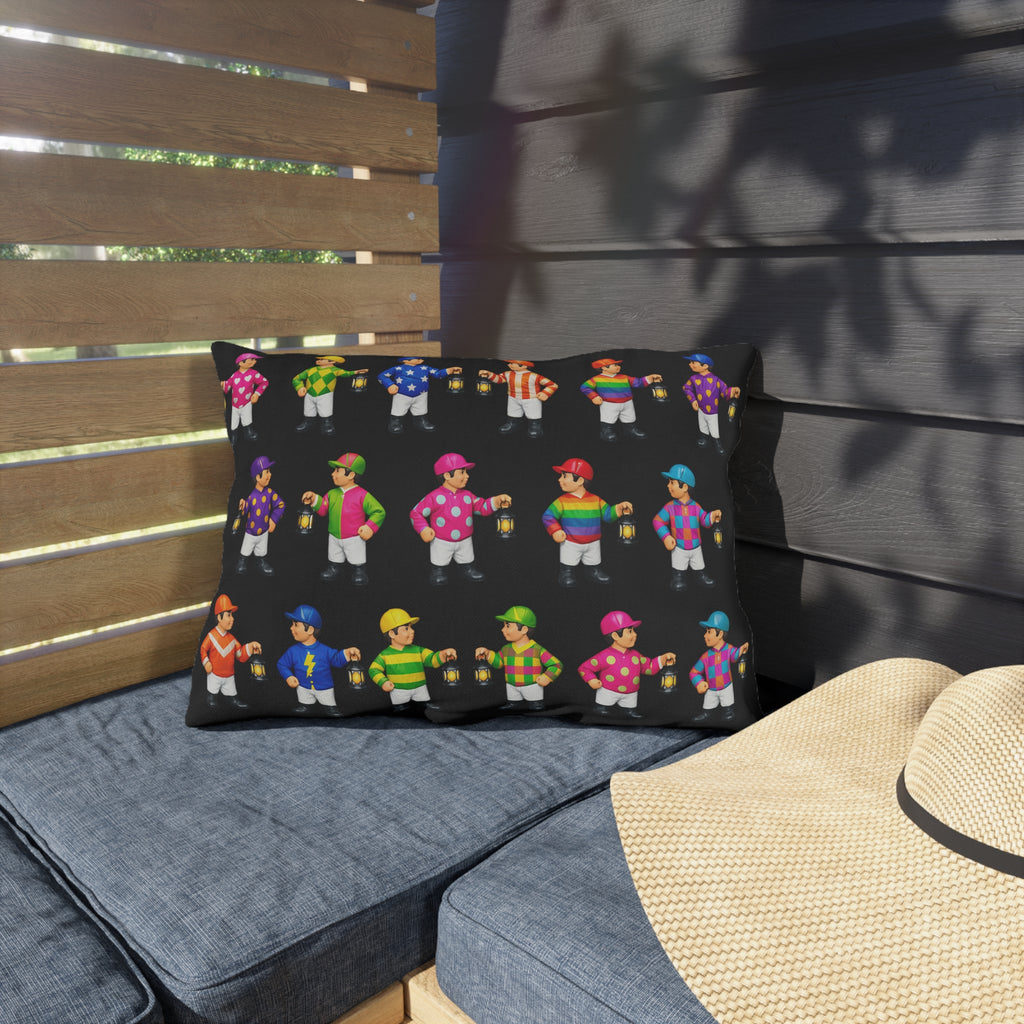 Colorful Comical Lawn Jockey Pattern Outdoor Pillow