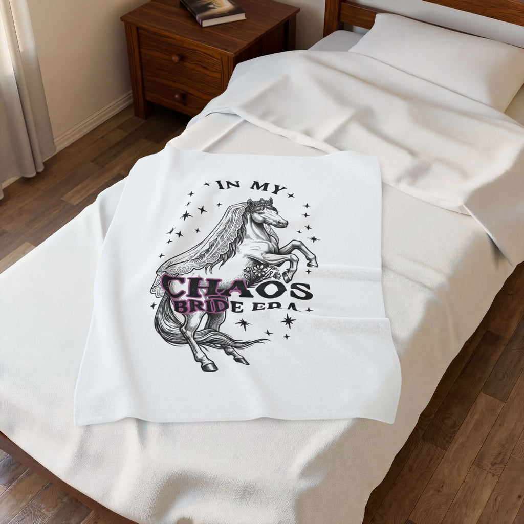 Velveteen Plush Blanket - "In My Chaos Bride Era" Horse Bridal Throw