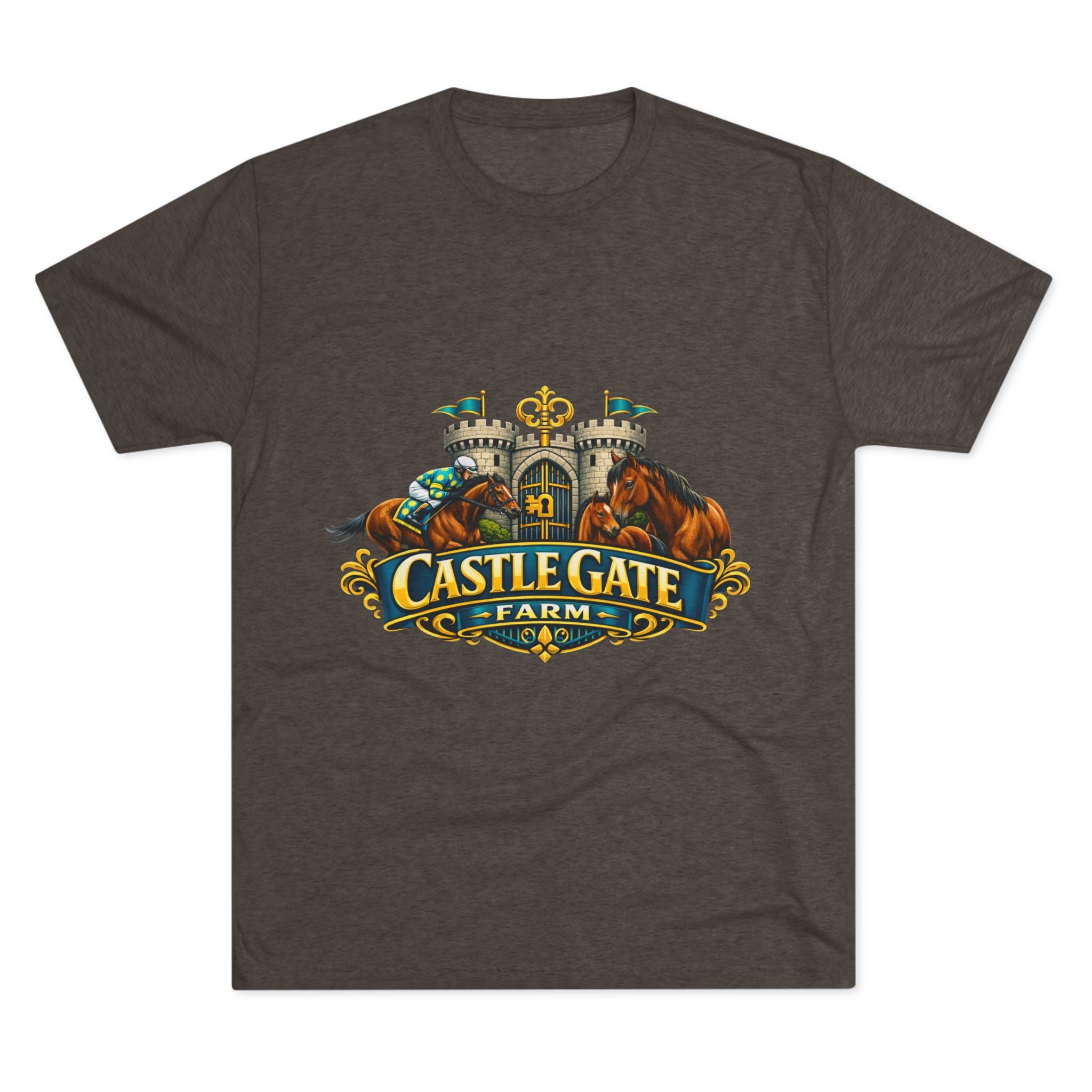 Castle Gate Farm T-Shirt – Retro Crest Logo Tee for Farm Lovers