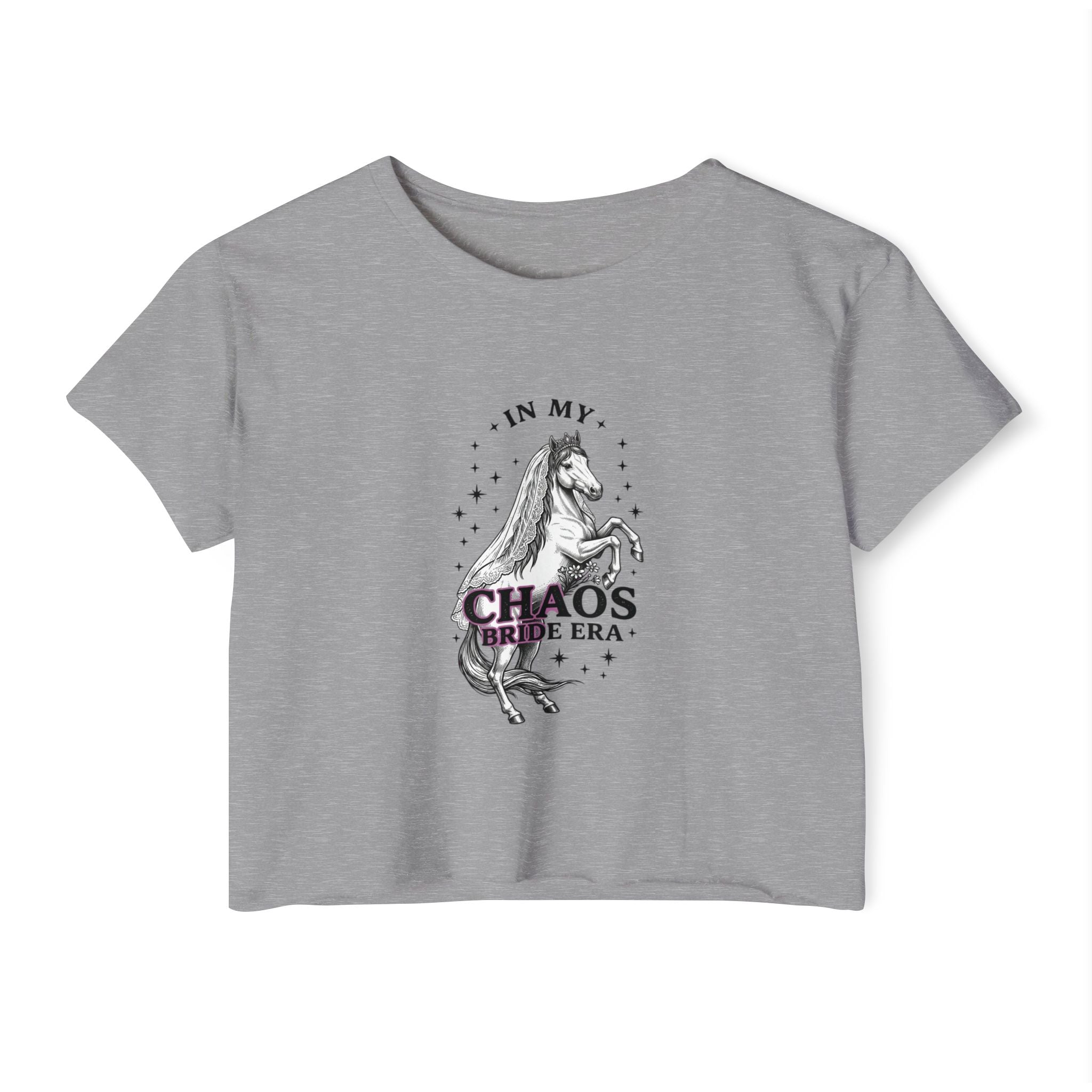 Festival Crop Top — “In My Chaos Era” Prancing Unicorn Graphic