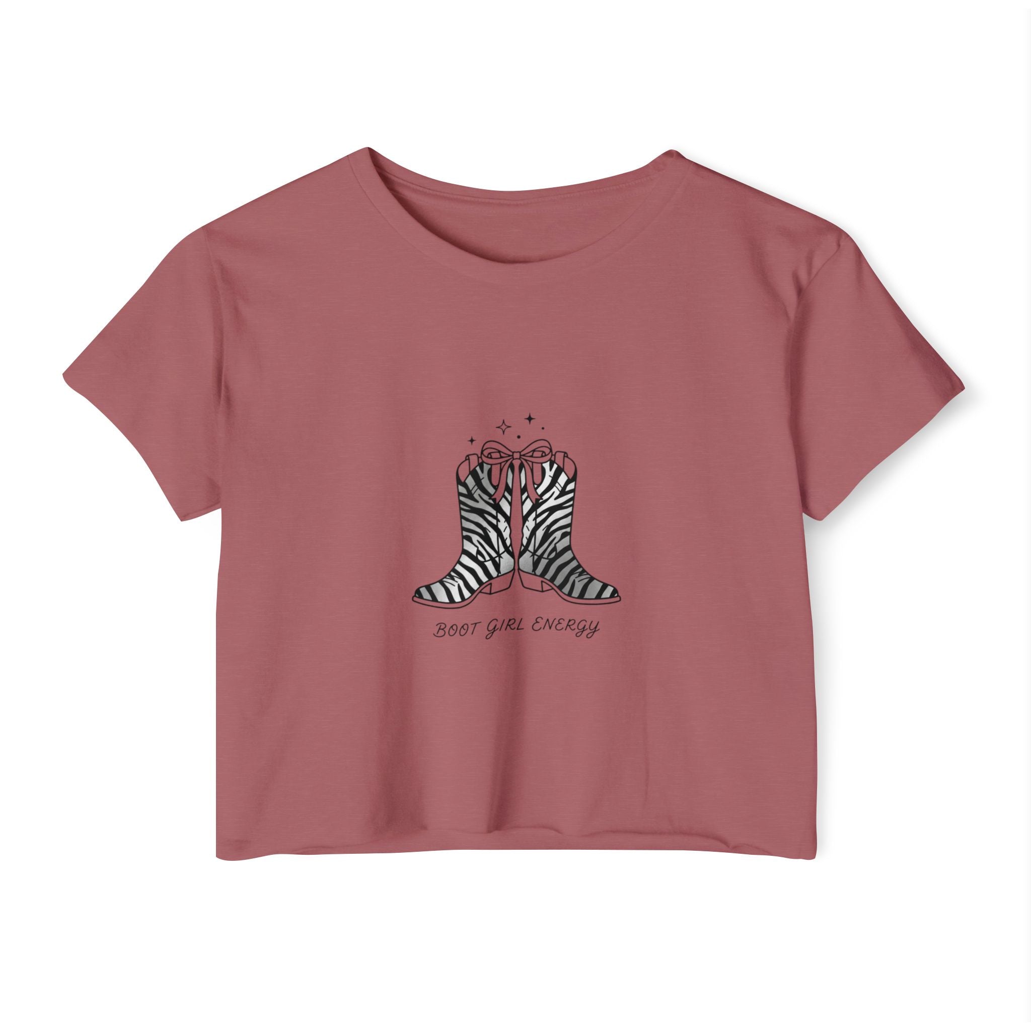 Cowgirl Boots Crop Top — "Boot Girl Energy" Festival Tee