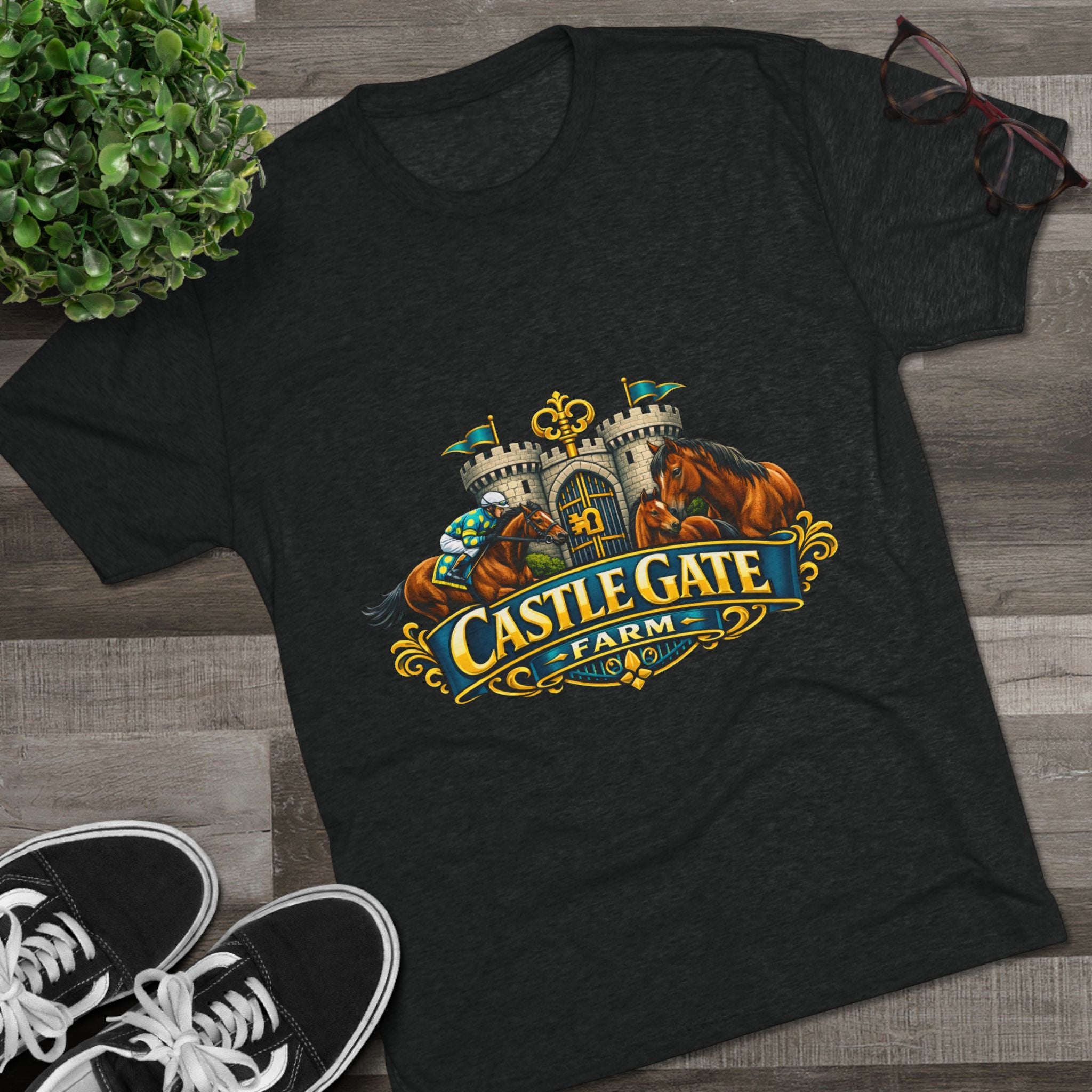 Castle Gate Farm T-Shirt – Retro Crest Logo Tee for Farm Lovers