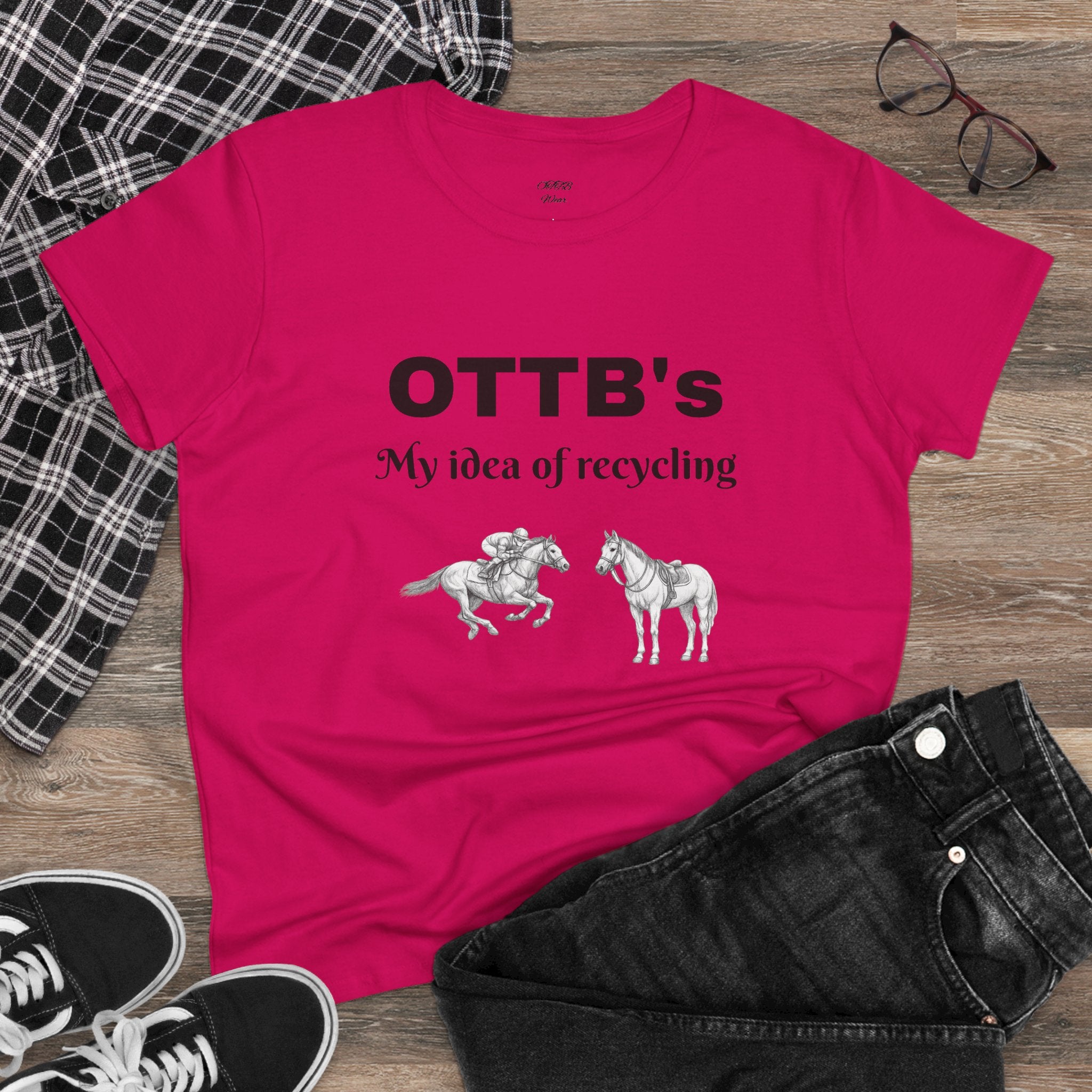 OTTB's Horse T-Shirt - "My idea of recycling" Funny Off-Track Thoroughbred Tee for Equestrians