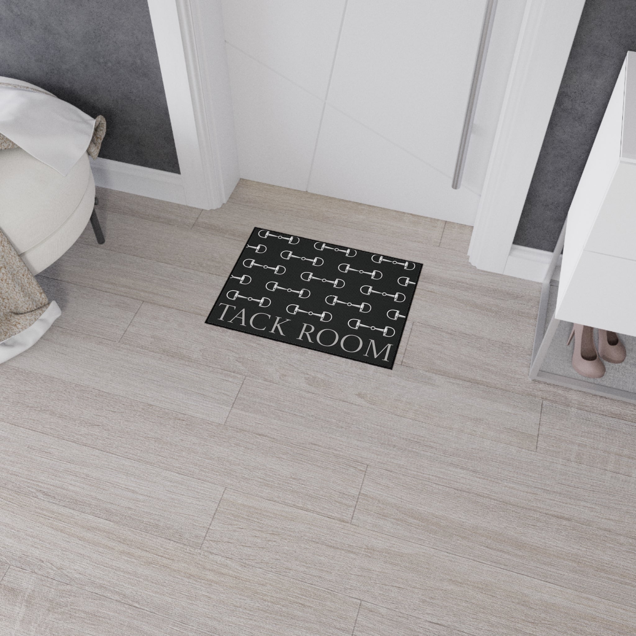 Tack Room Heavy-Duty Floor Mat – Equestrian Bit Pattern Welcome Rug