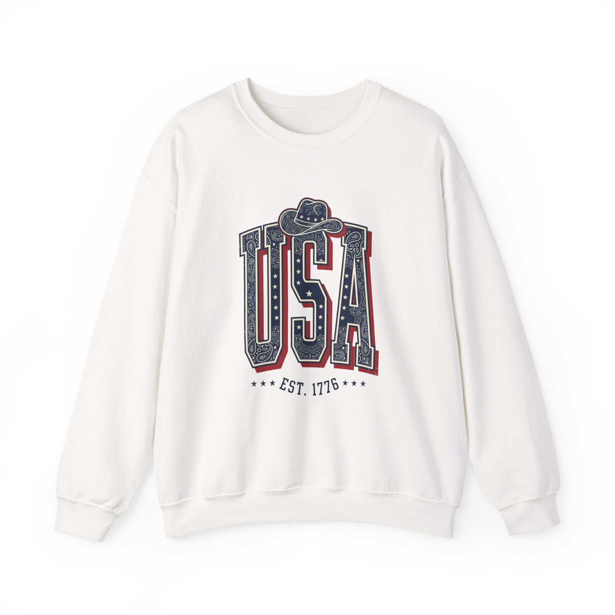 USA Vintage Americana Crewneck Sweatshirt | 4th of July Stars & Red White Blue