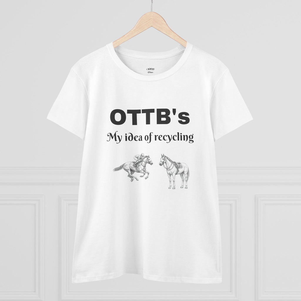 OTTB's Horse T-Shirt - "My idea of recycling" Funny Off-Track Thoroughbred Tee for Equestrians