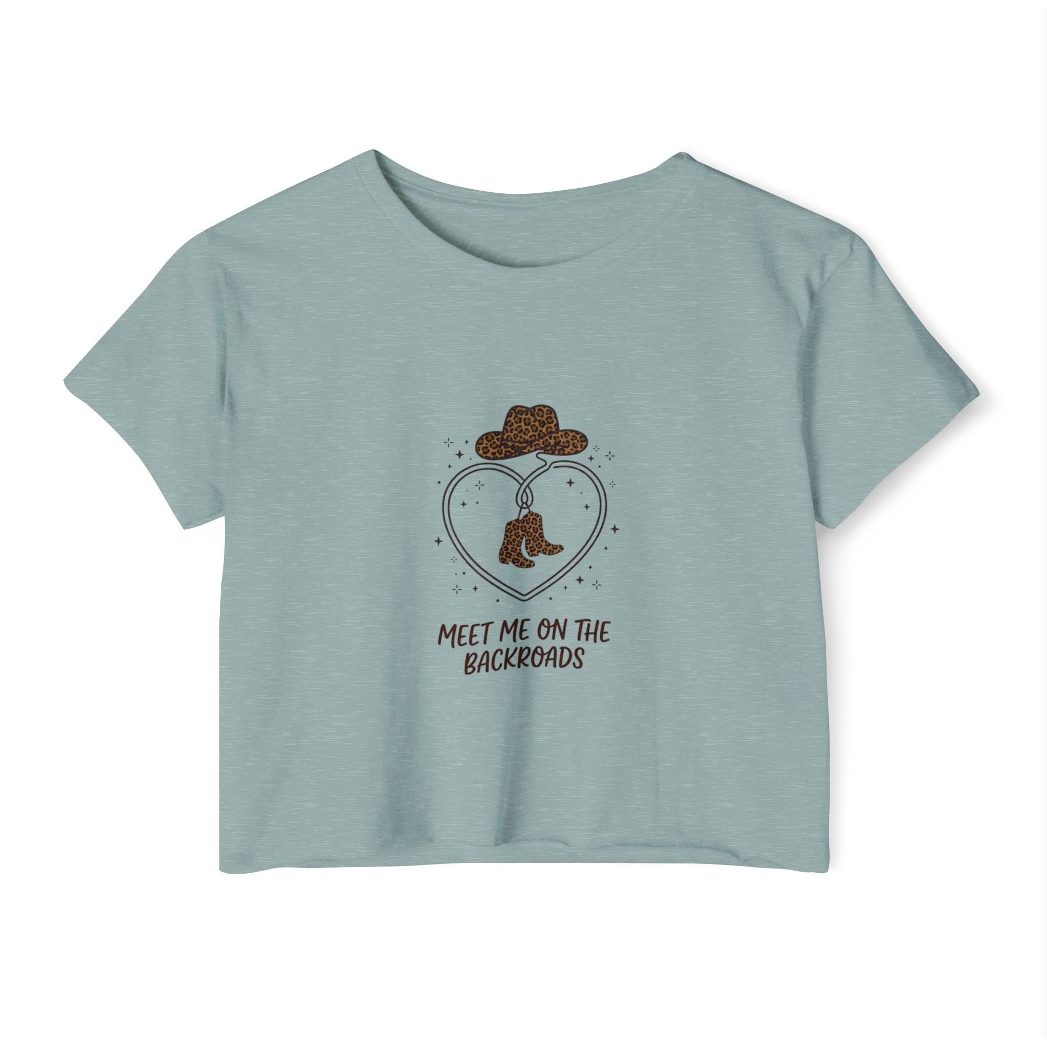 Festival Crop Top — "Meet Me on the Backroads" Country Cowgirl Graphic
