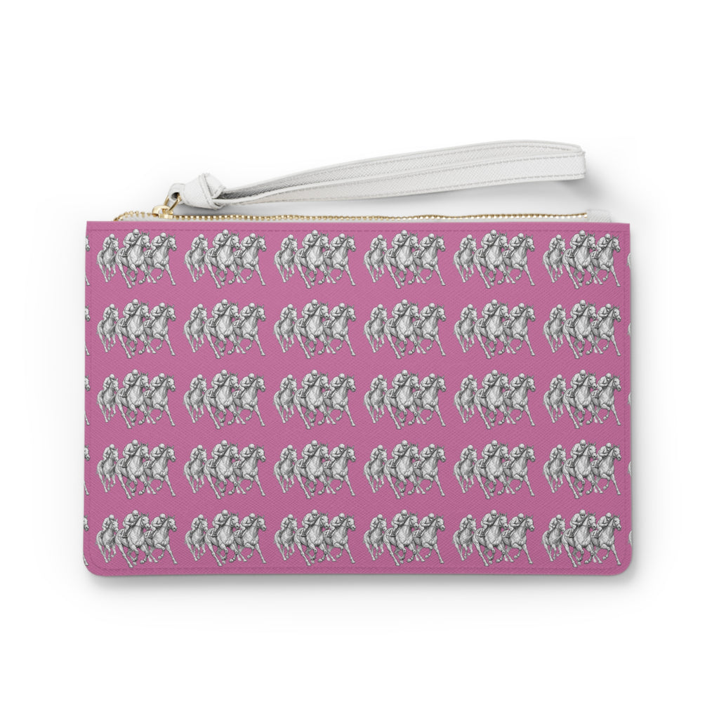 Pink Floral Horse Clutch Bag — Equestrian Pattern Wristlet
