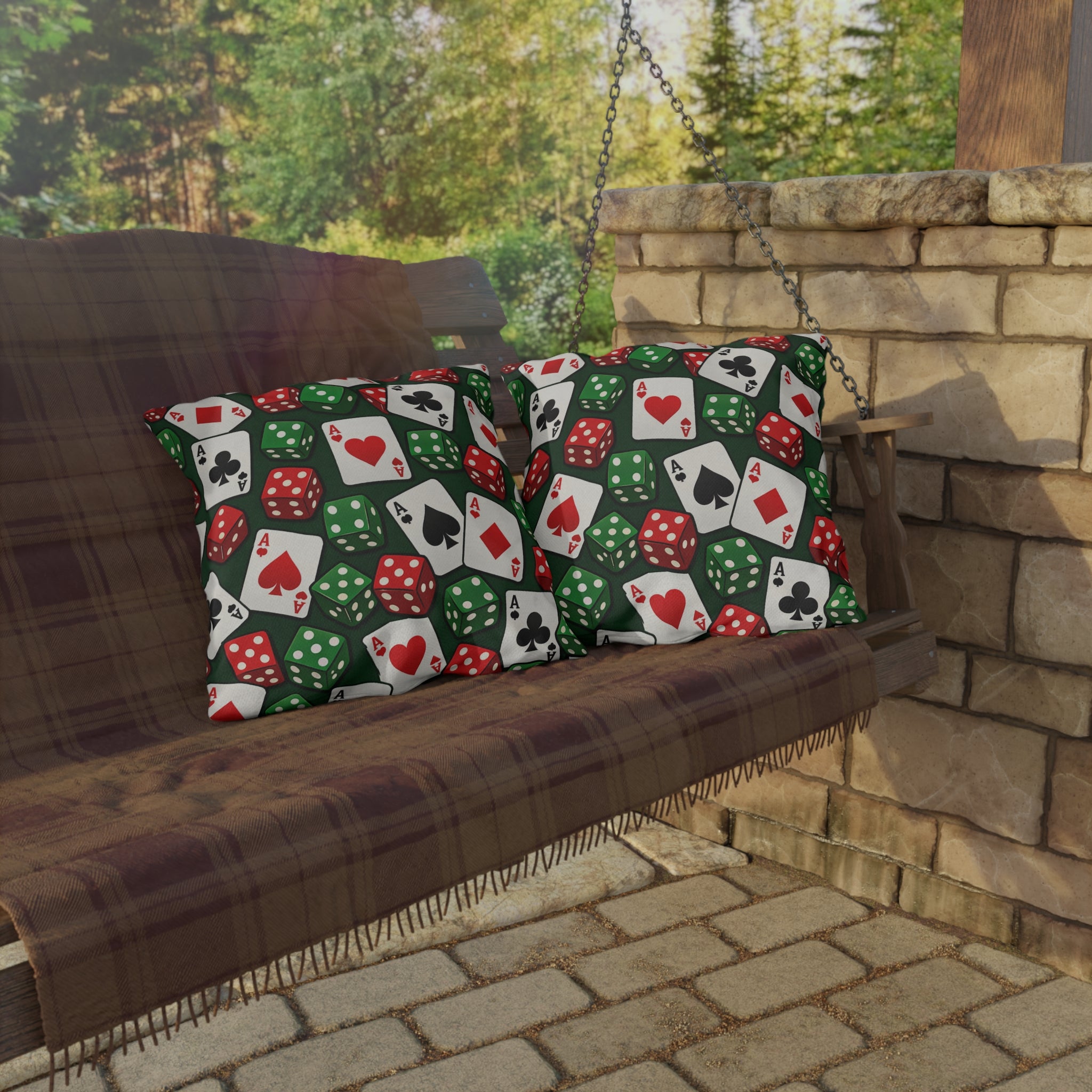 Casino Aces  Dice Outdoor Pillow — Poker Themed