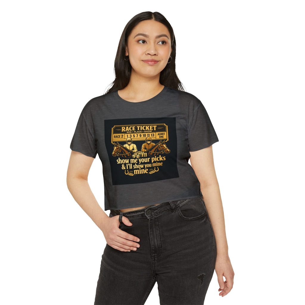 Race Ticket Crop Top — 'Show Me Your Picks & I'll Show You Mine' Horse Racing Tee