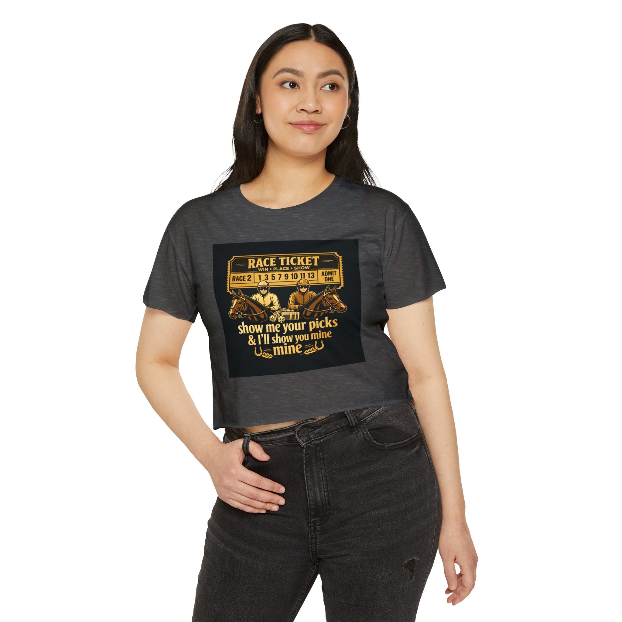Race Ticket Crop Top — 'Show Me Your Picks & I'll Show You Mine' Horse Racing Tee