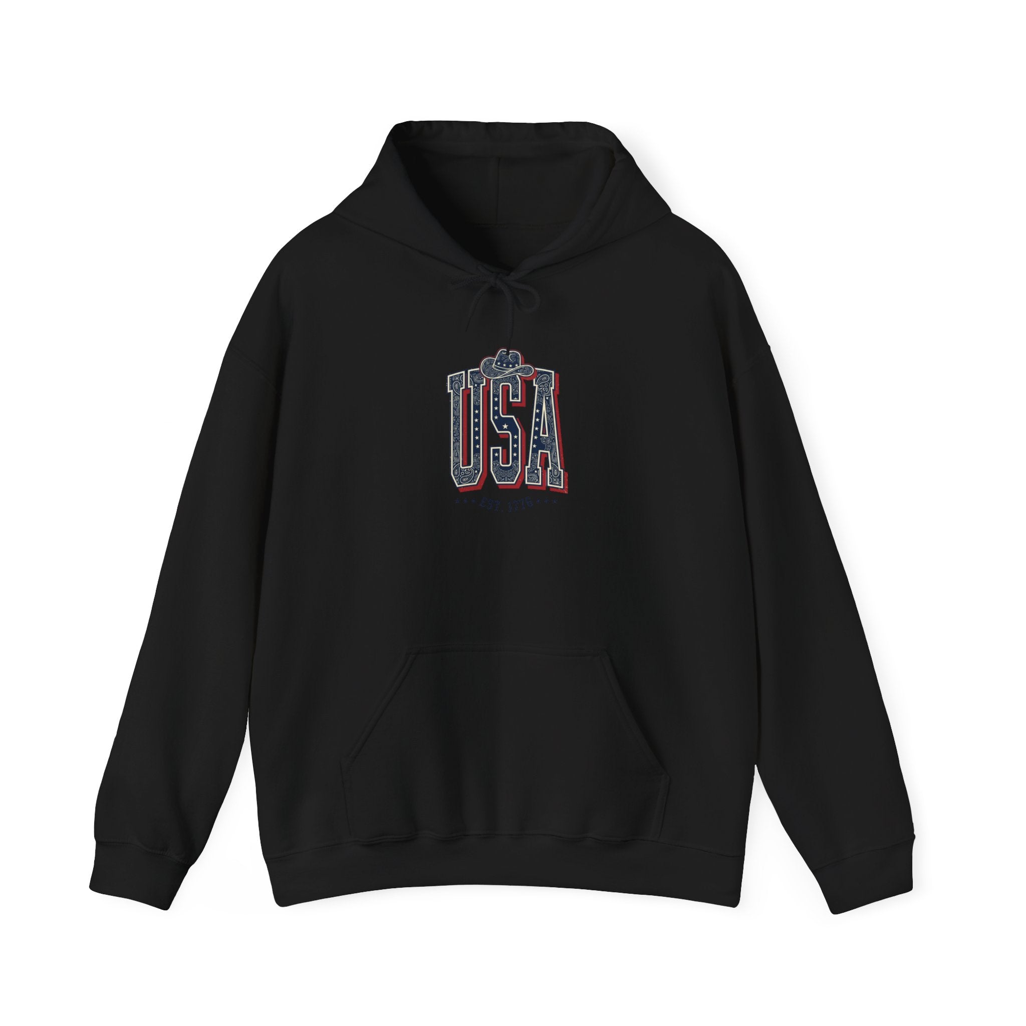 Vintage USA Typography Hoodie | 4th of July Patriotic Americana