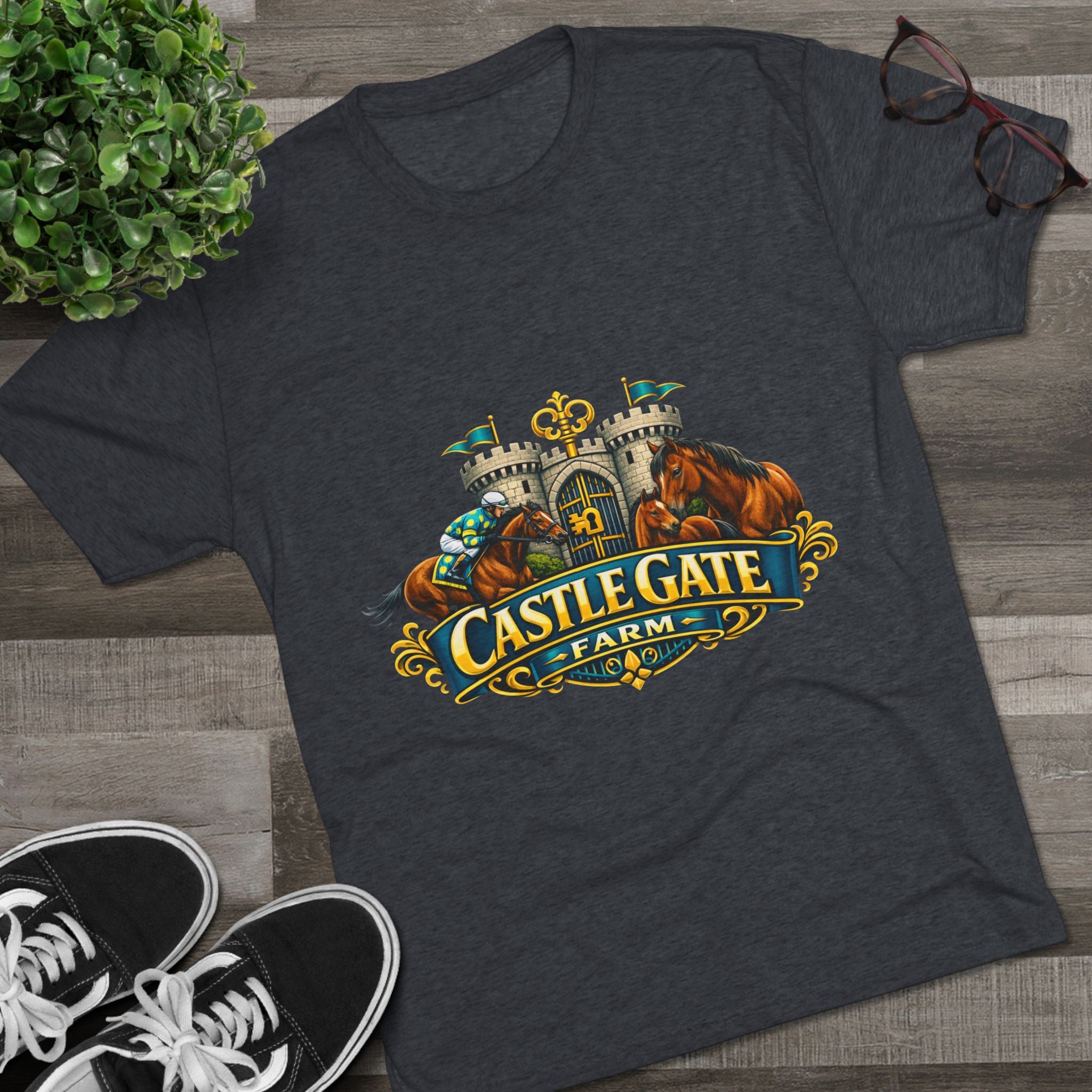 Castle Gate Farm T-Shirt – Retro Crest Logo Tee for Farm Lovers