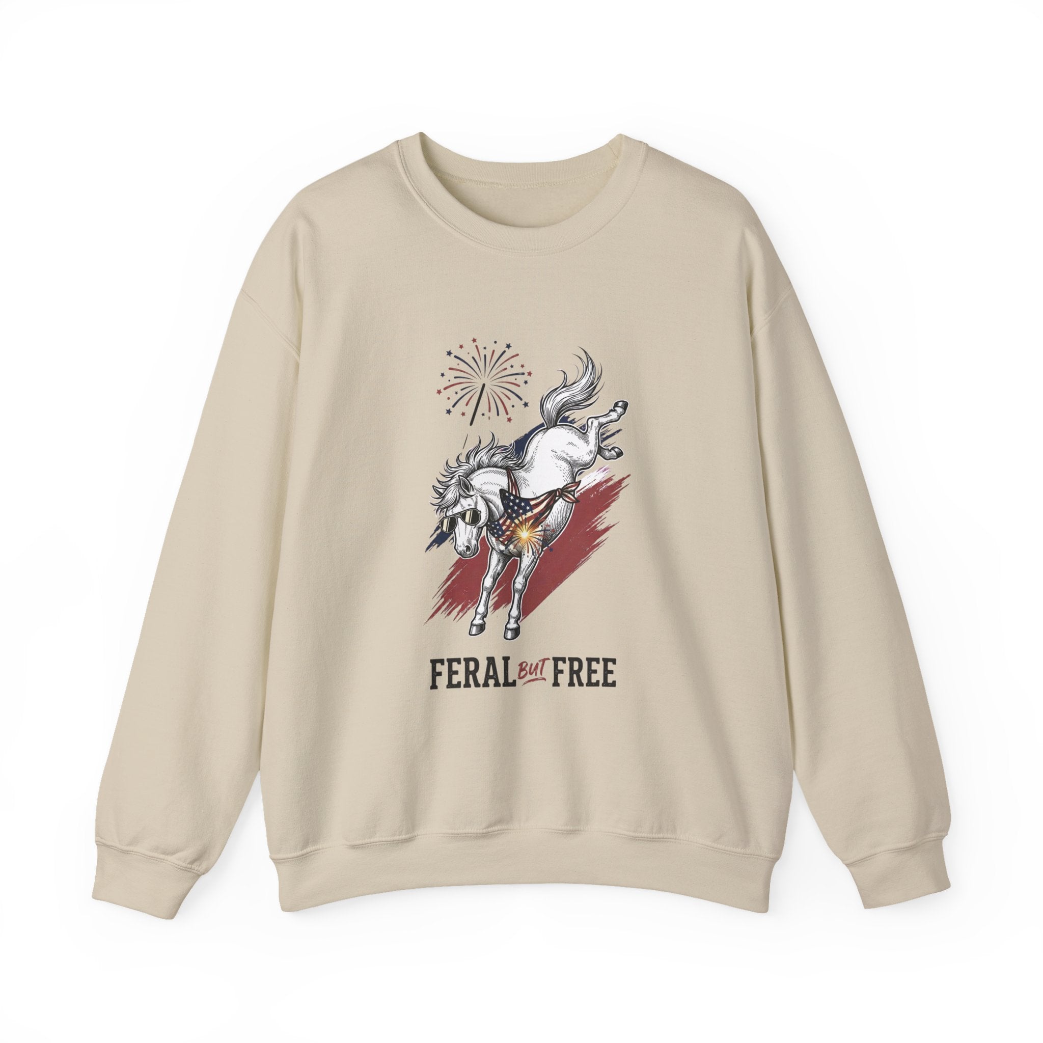 Feral but Free horse illustration Sweatshirt | quirky millennial humor