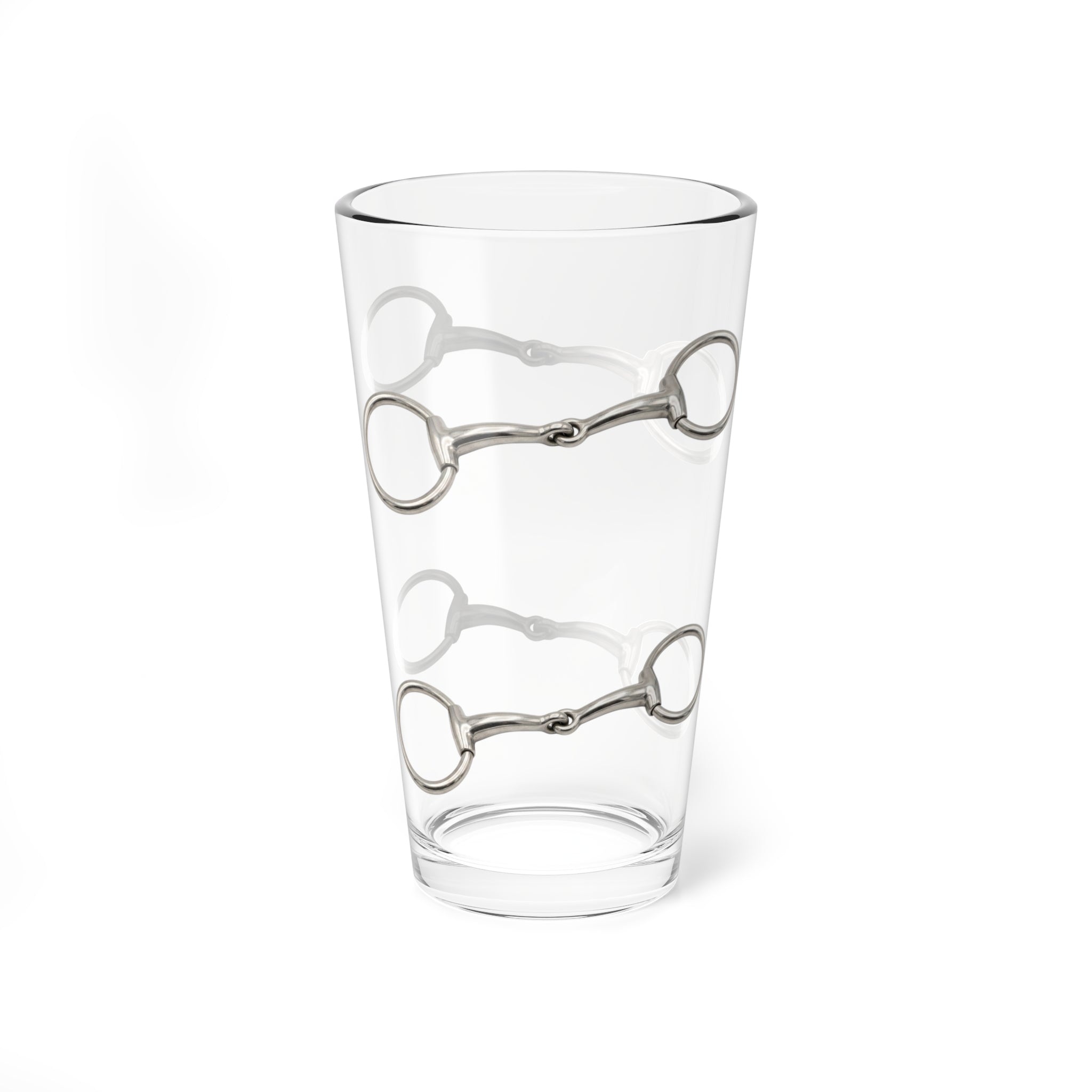 Silver Horsebit 16oz Mixing Glass — Elegant Cocktail Stirring Glass