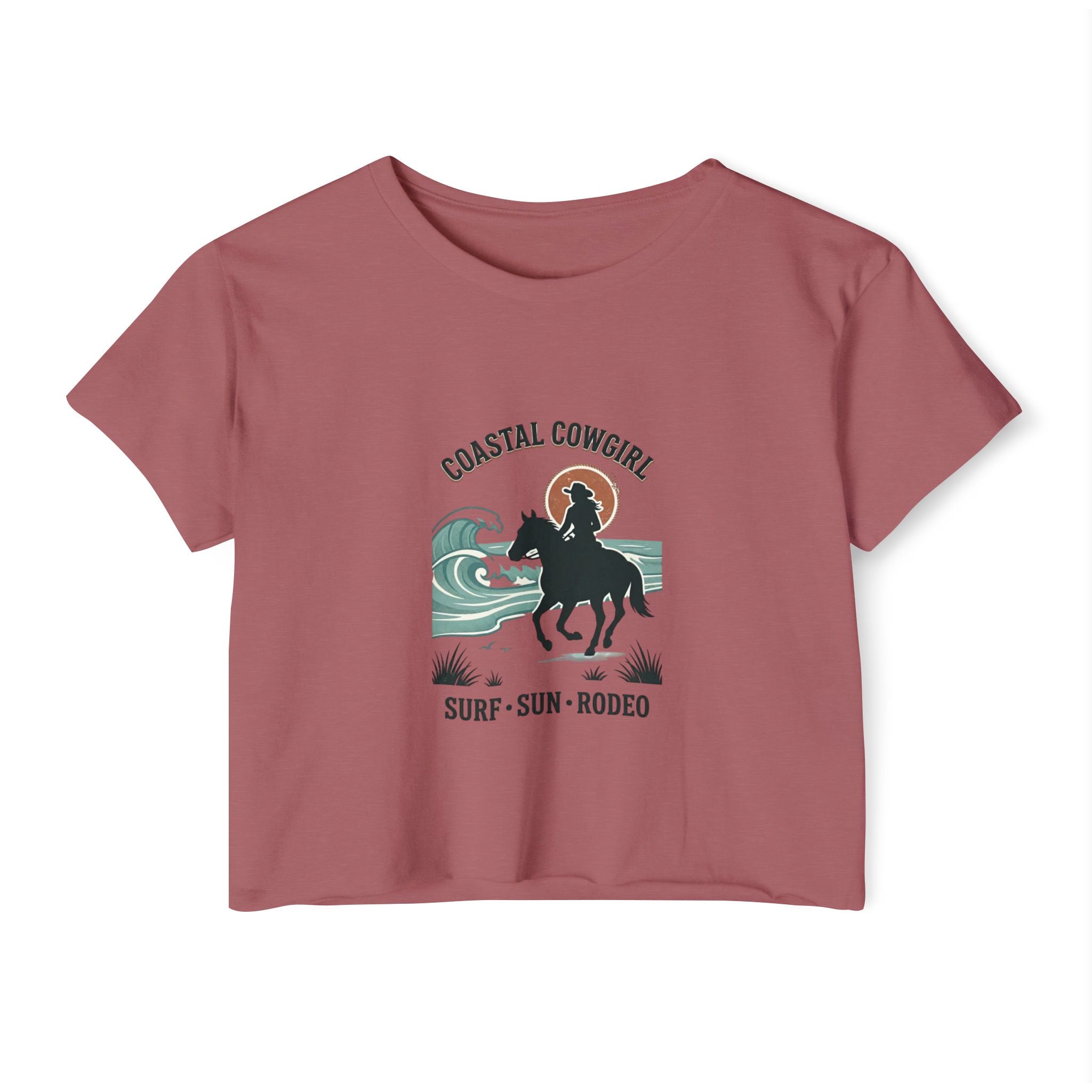 Coastal Cowgirl Crop Top — "Coastal Cowgirl: Surf • Sun • Rodeo"