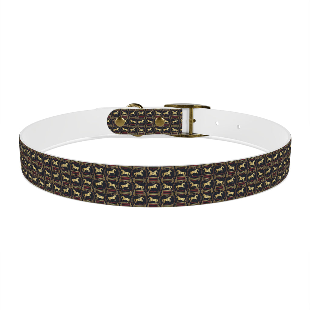 Navy Rich Red and Gold all over Horse Equestrian print dirt and waterproof collar