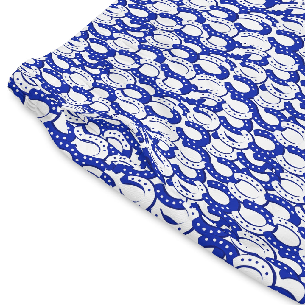 Men's Blue horseshoe Print Beach Shorts — Elastic Swim Trunks