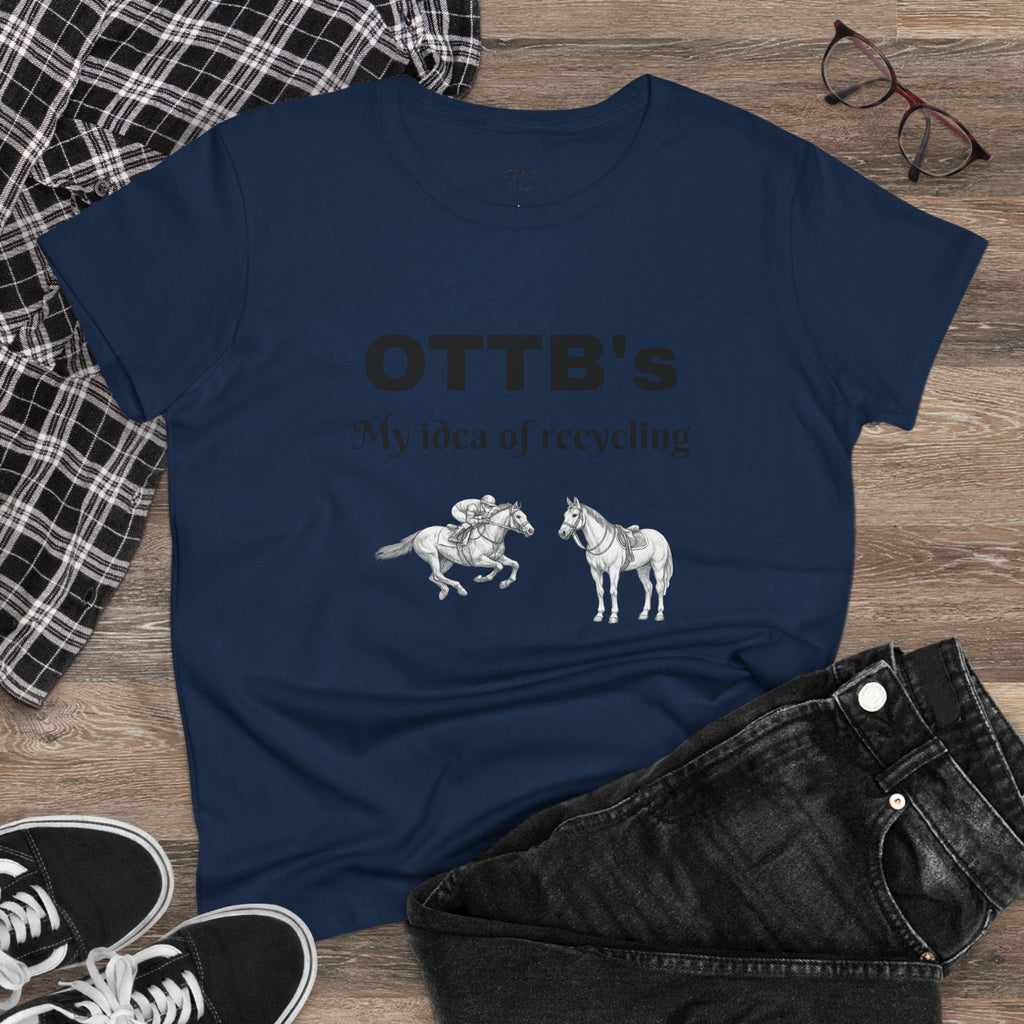 OTTB's Horse T-Shirt - "My idea of recycling" Funny Off-Track Thoroughbred Tee for Equestrians