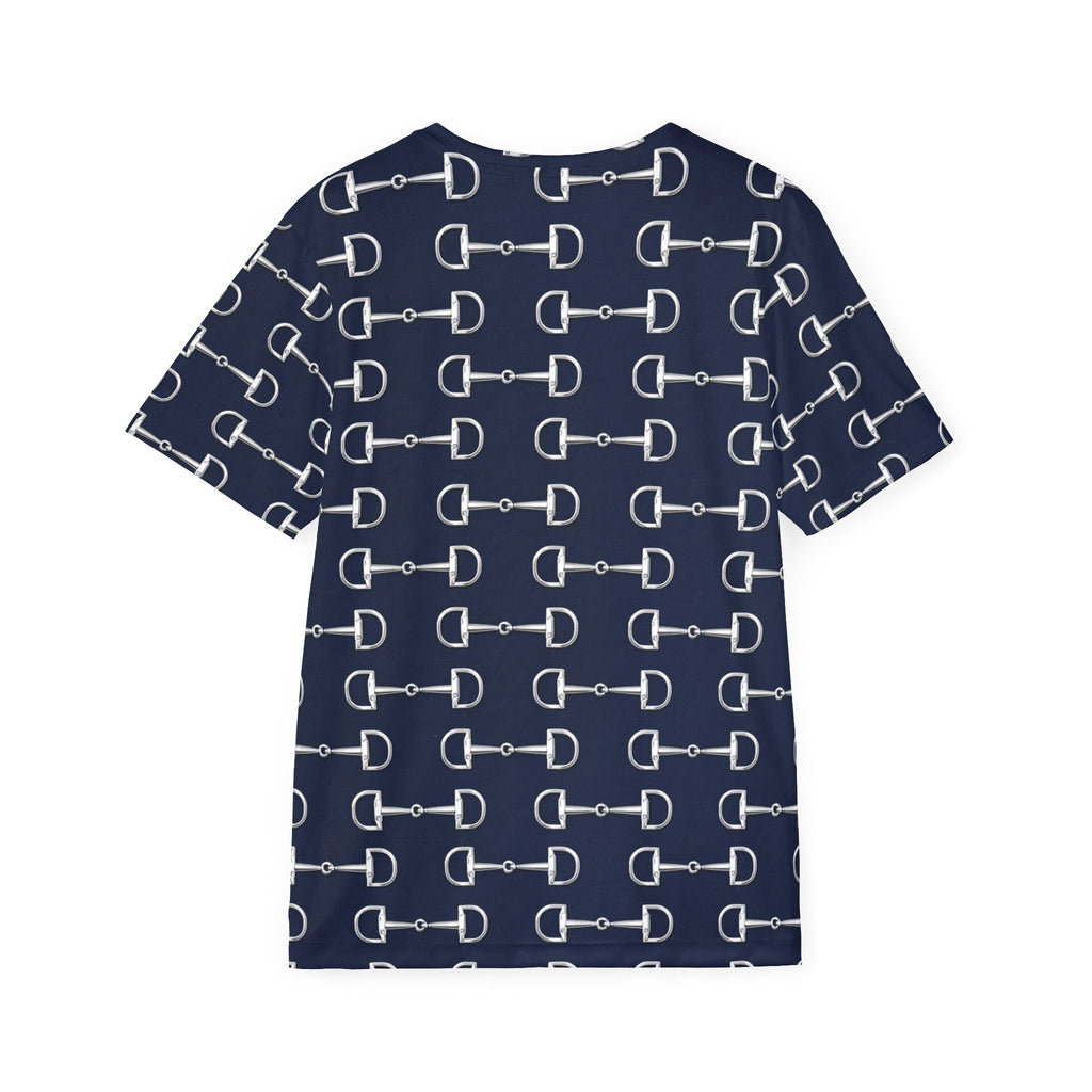 Equestrian Bit Pattern Men's Sports Jersey — Navy All-Over Print
