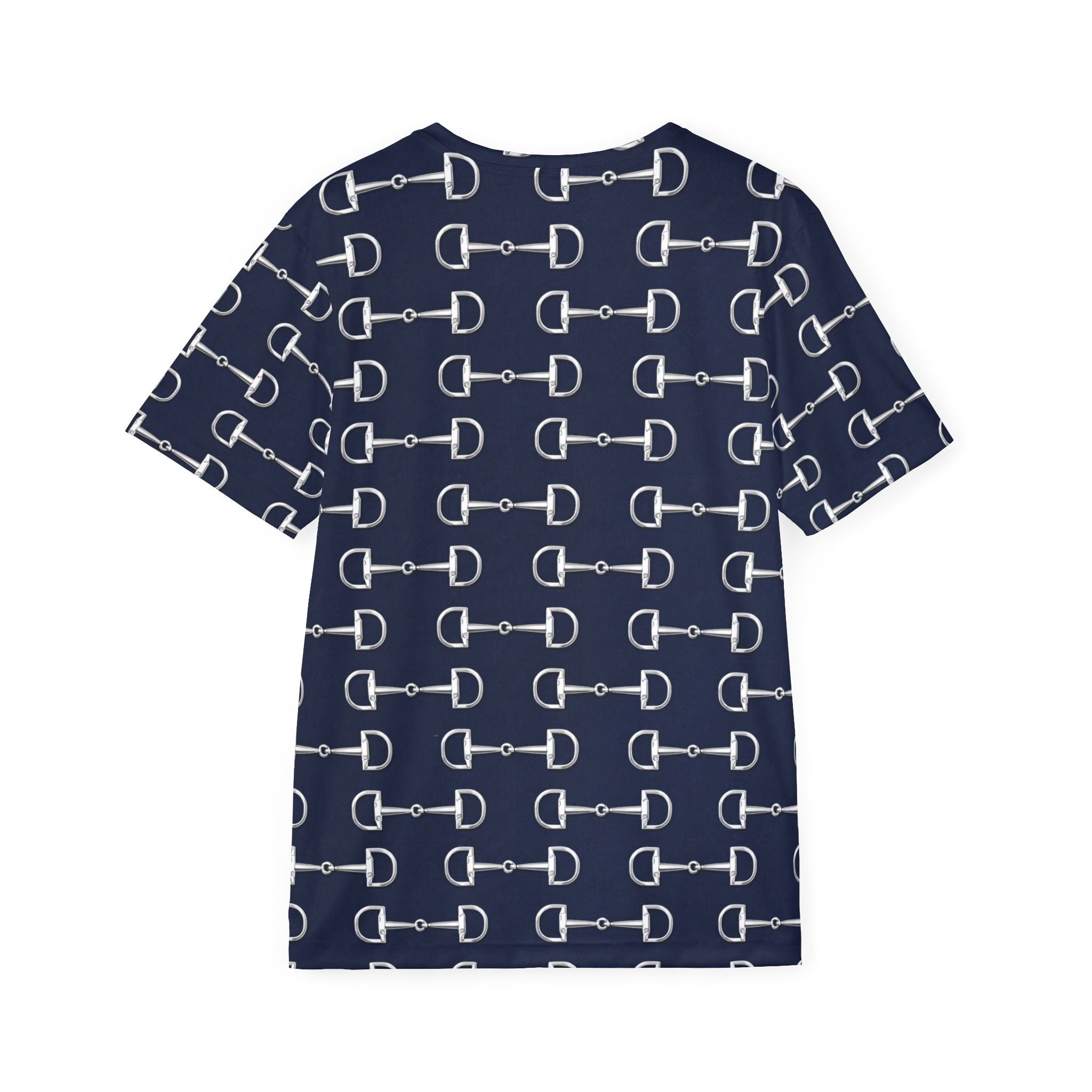 Equestrian Bit Pattern Men's Sports Jersey — Navy All-Over Print