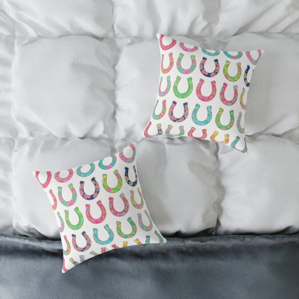 Colorful Horseshoe Pattern Pillow - Lucky Farmhouse Throw Pillow