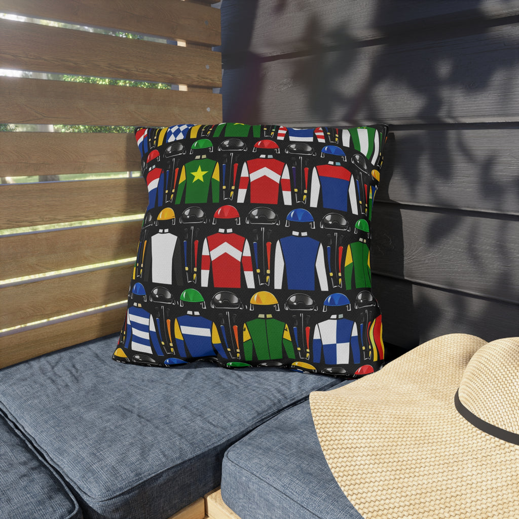 Jockey Silks Pattern Outdoor Pillow Horse Racing