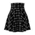 Black Equestrian Bit Print Skater Skirt — Horse Riding Inspired AOP