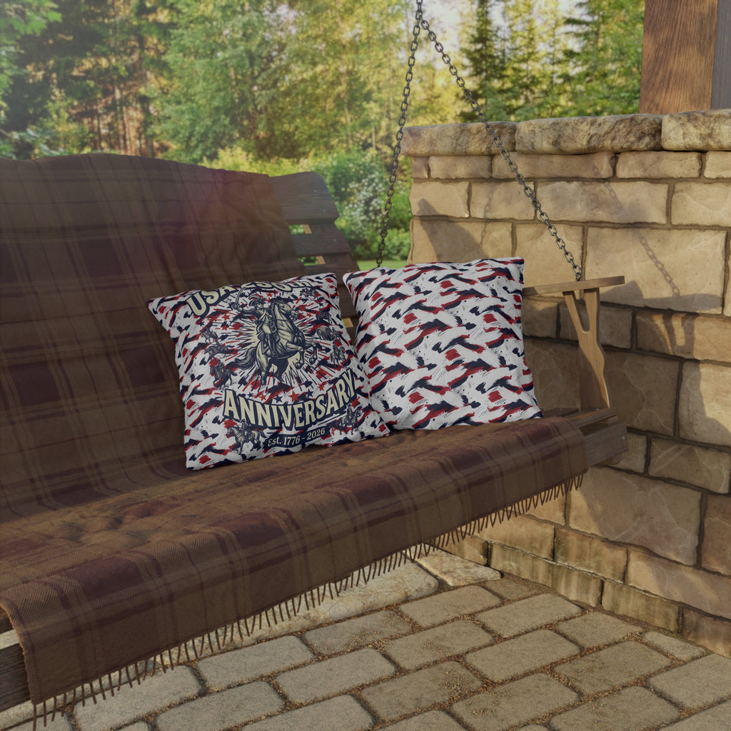 USA 250th Anniversary Outdoor Pillow — Patriotic Red White Blue Decor