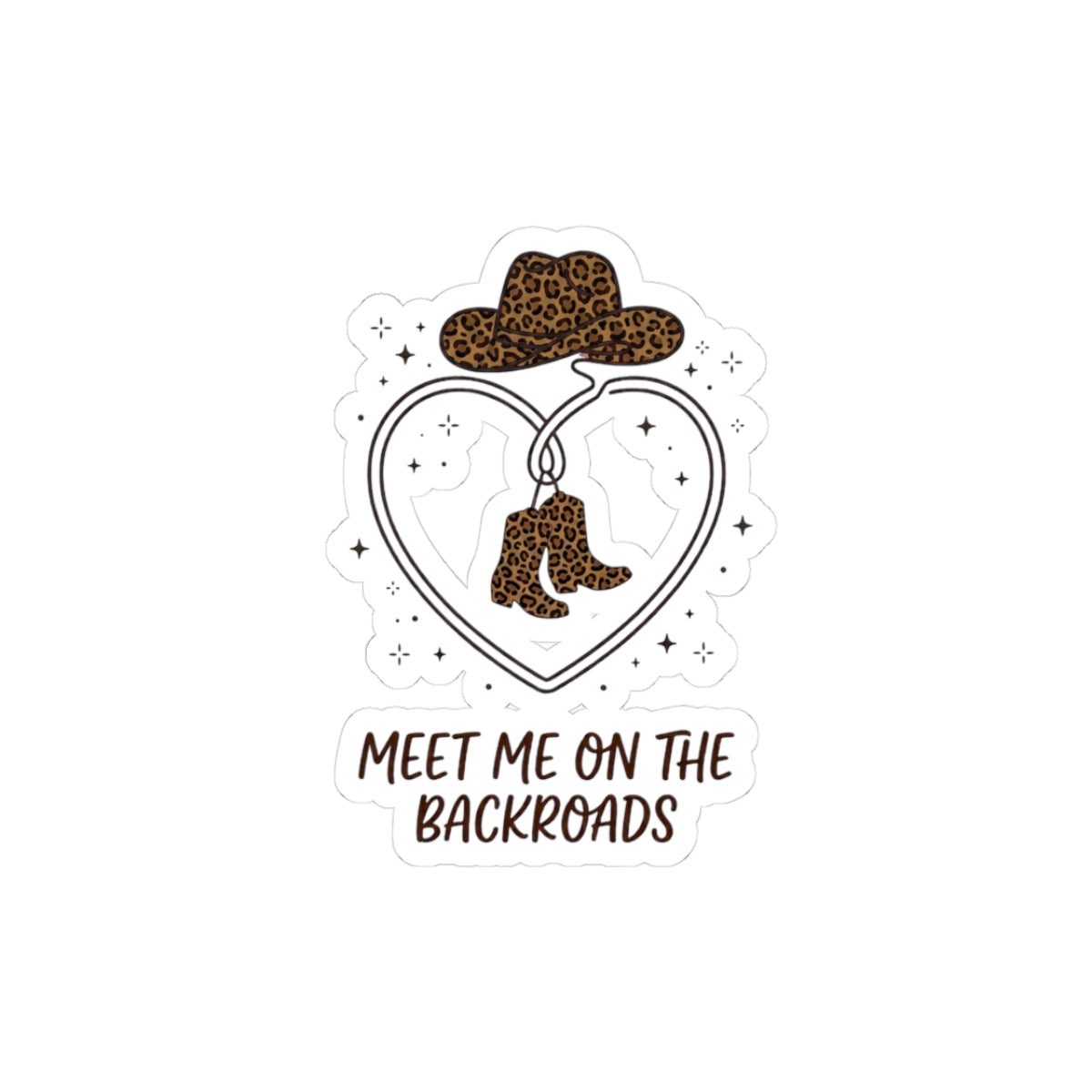 Meet Me on the Backroads Kiss-Cut Sticker | Country Aesthetic leopard cowgirl