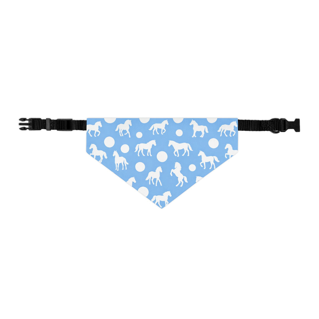 Baby Blue Horse Print Pet Bandana Collar — Cute Equestrian Dog Scarf