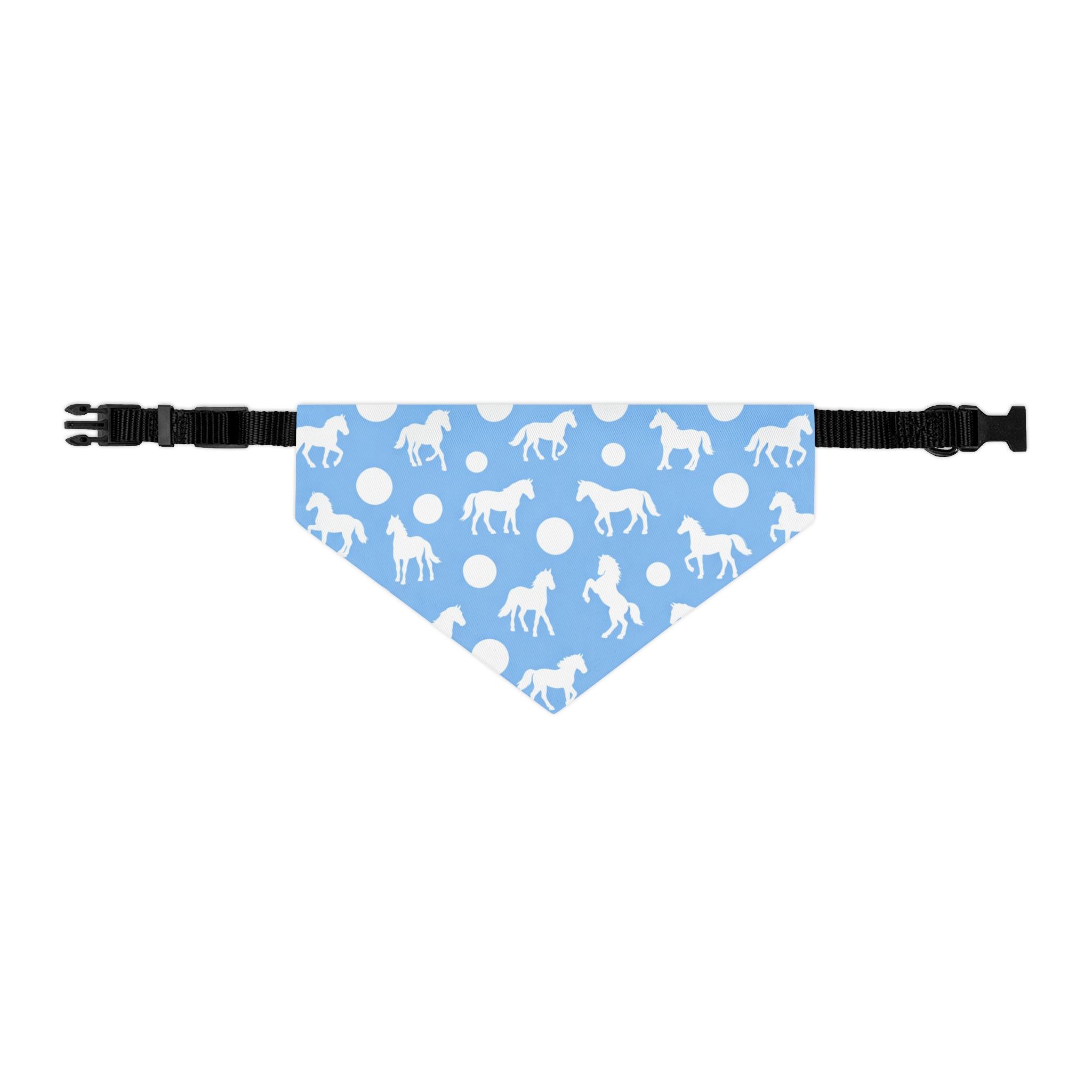 Baby Blue Horse Print Pet Bandana Collar — Cute Equestrian Dog Scarf