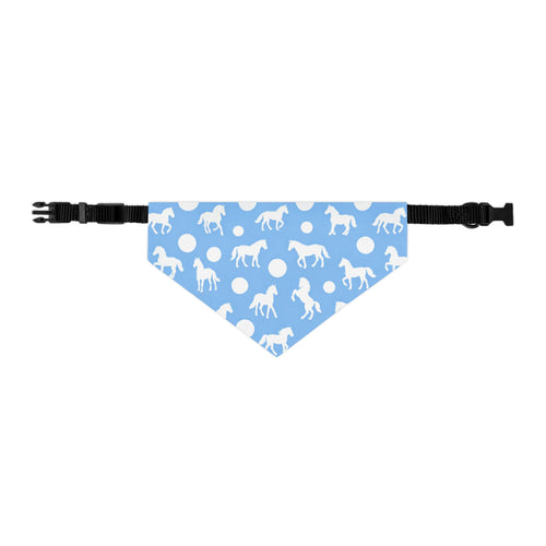 Baby Blue Horse Print Pet Bandana Collar — Cute Equestrian Dog Scarf