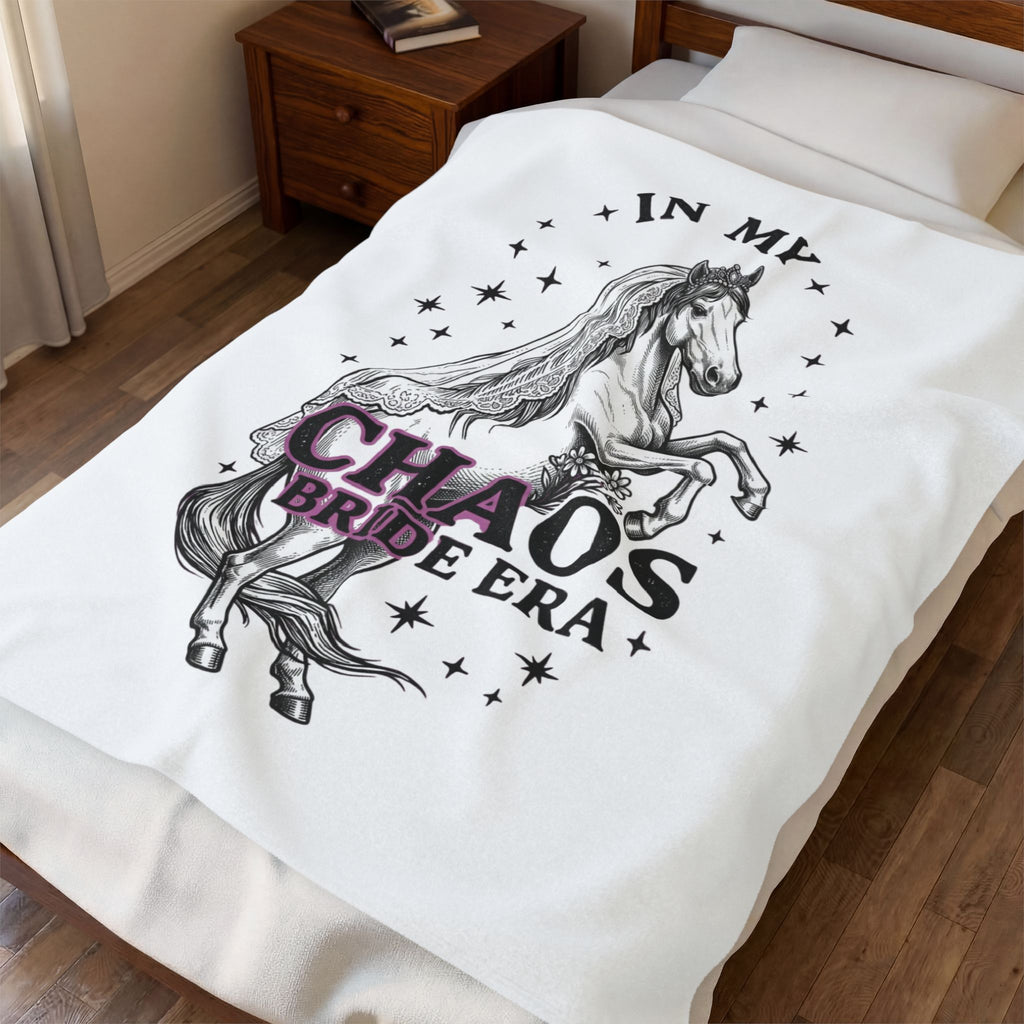 Velveteen Plush Blanket - "In My Chaos Bride Era" Horse Bridal Throw