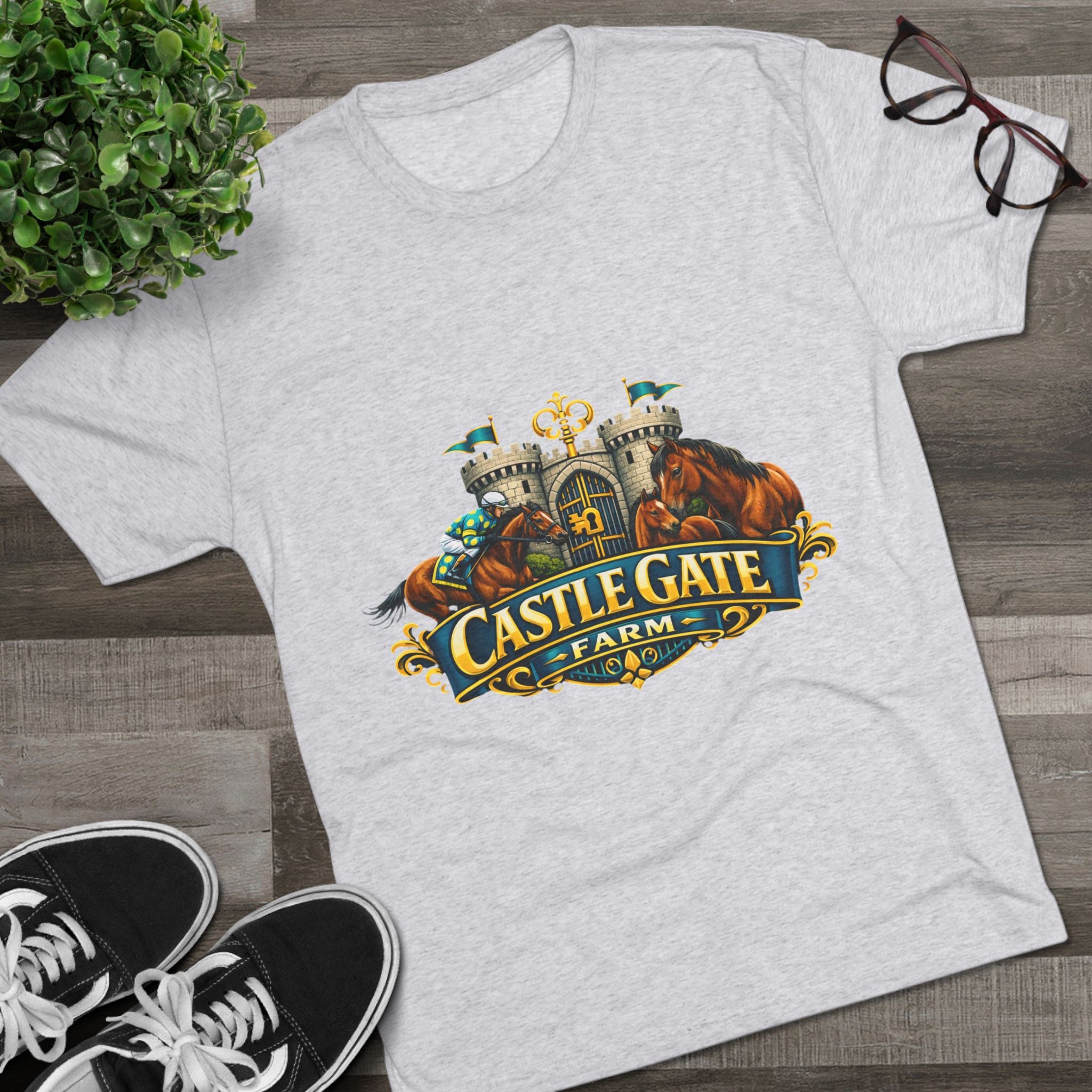 Castle Gate Farm T-Shirt – Retro Crest Logo Tee for Farm Lovers