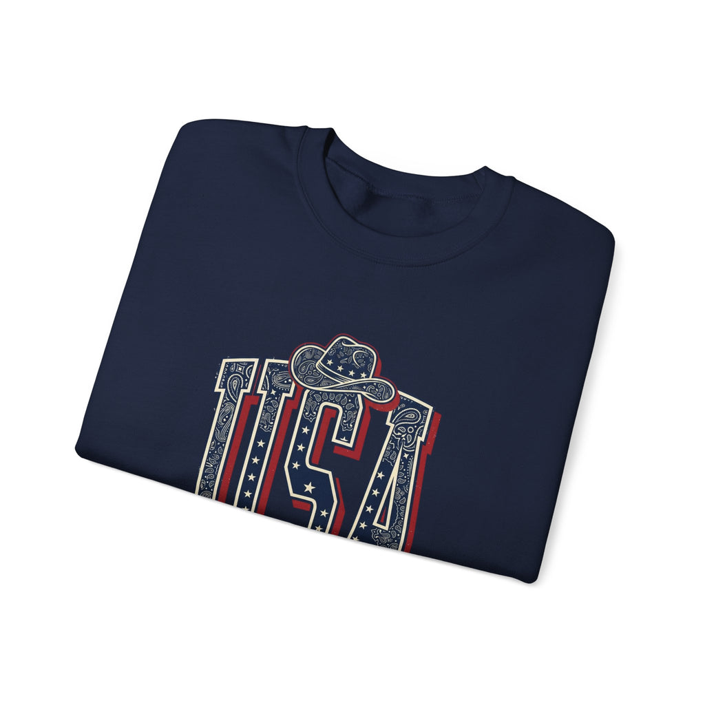 USA Vintage Americana Crewneck Sweatshirt | 4th of July Stars & Red White Blue