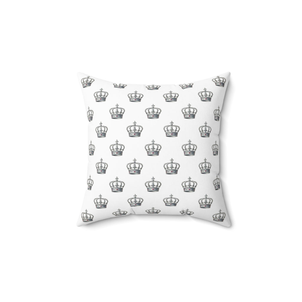 Equestrian Crown Pattern Square Pillow — Black Horse Decorative Throw Pillow