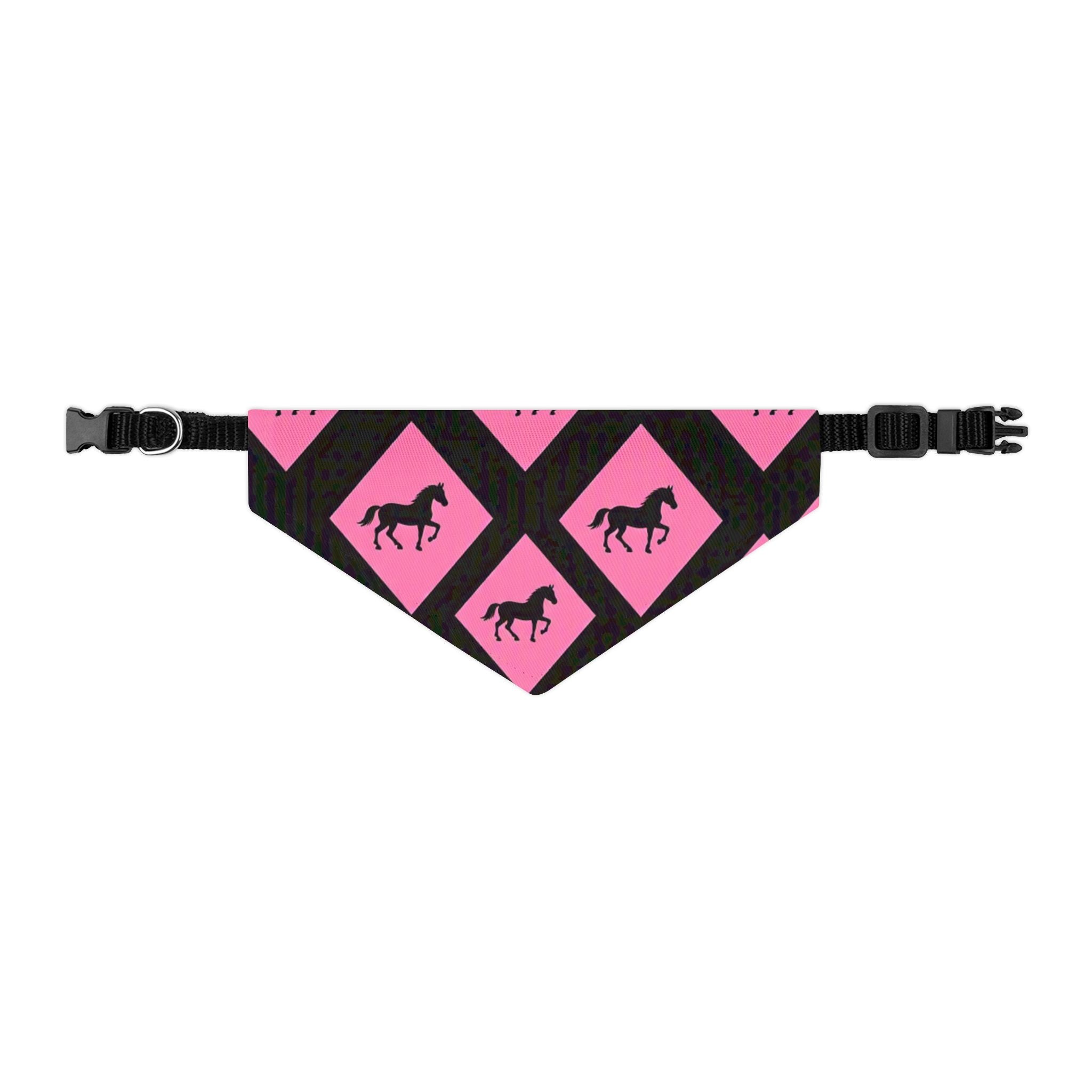 Pink Horse Diamond Pet Bandana Collar — Stylish Dog & Cat Accessory