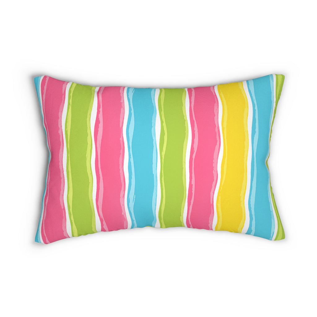 Colorful Stripe Lumbar Pillow — Bright Summer Accent Cushion