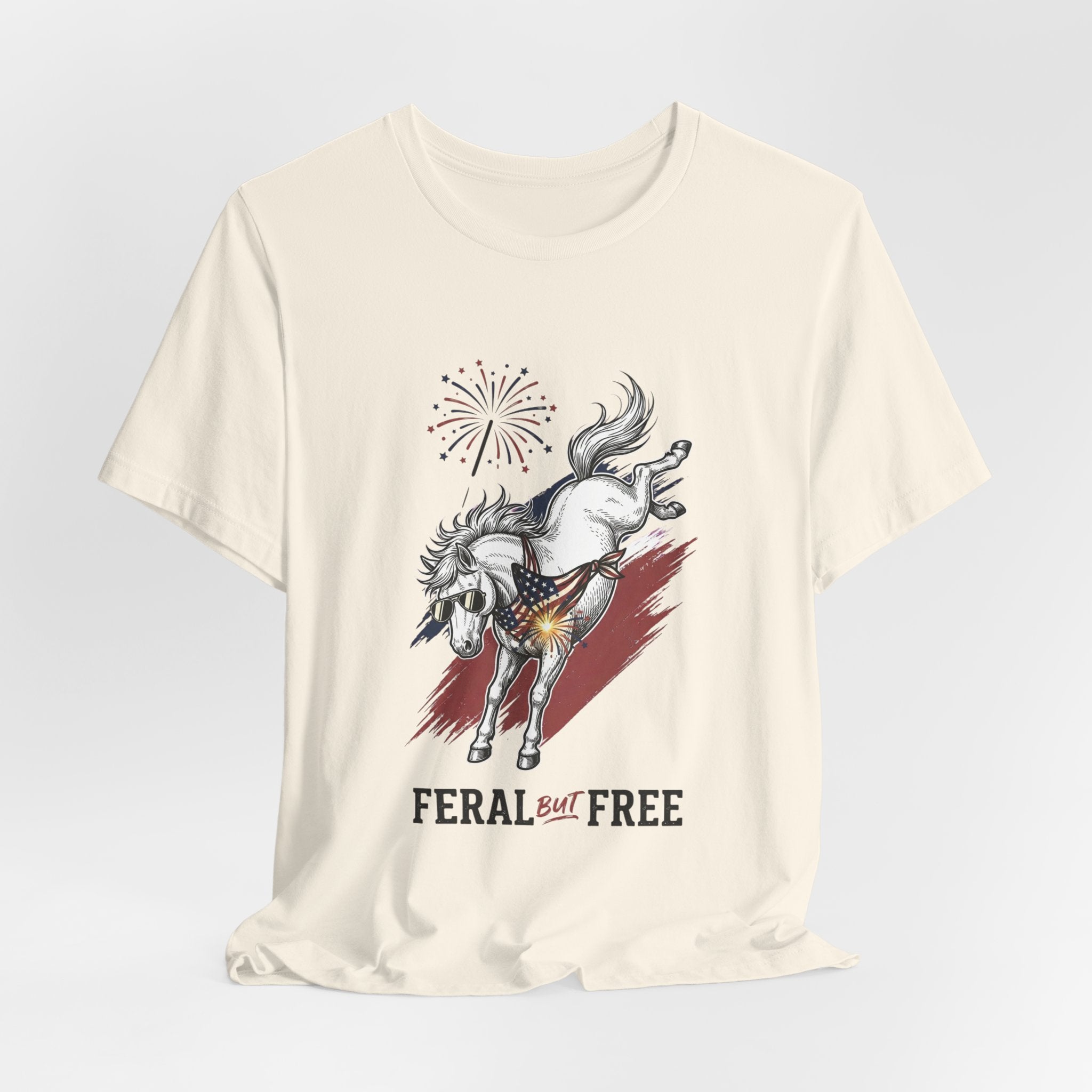 Feral but Free horse illustration Tee | edgy ironic mental health humor